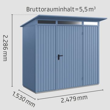 Hörmann Ecostar Gerätehaus Metall-Gerätehaus Trend mit Pultdach Typ 1, 1-flüglige Tür