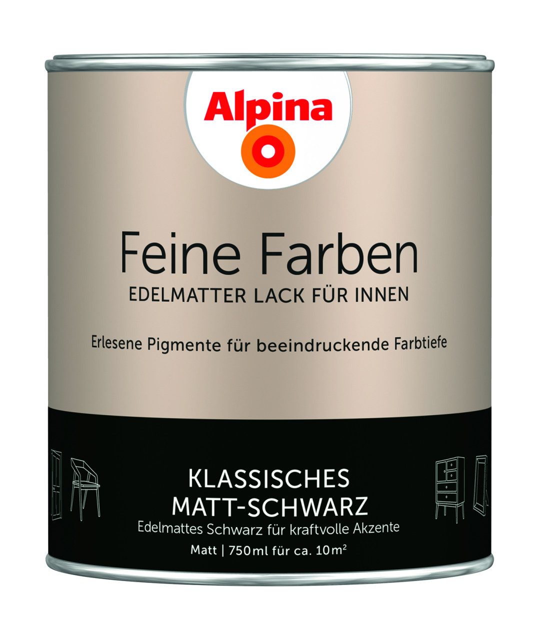 Alpina Wandfarbe Alpina Feine Farben Lack Klassisches Matt-Schwarz