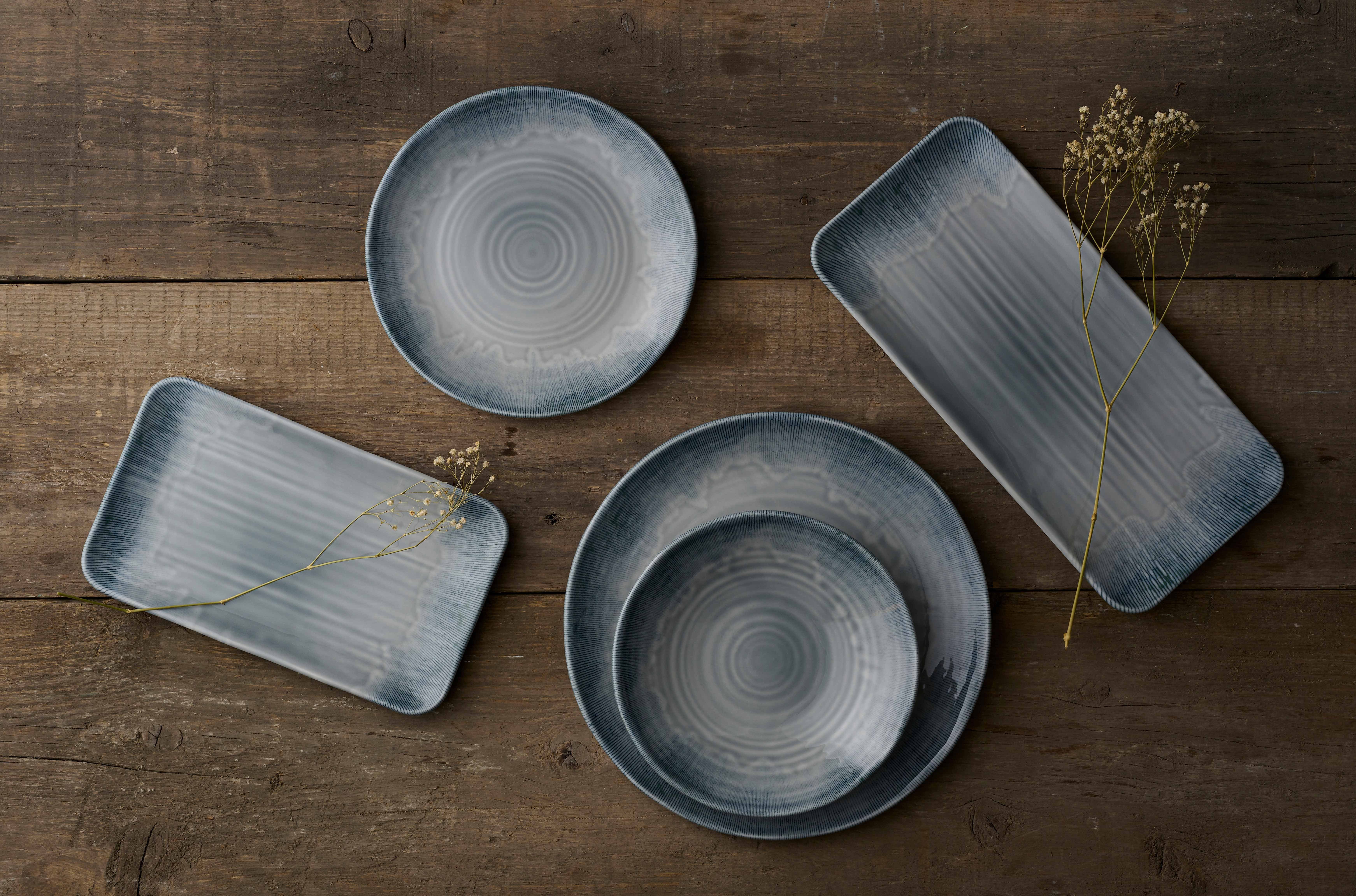 Dudson Teller-Set Dudson Tiefenteller Grey Organisch Harvest Grau 28cm Flux 12, Porzellan Rund Feinstes