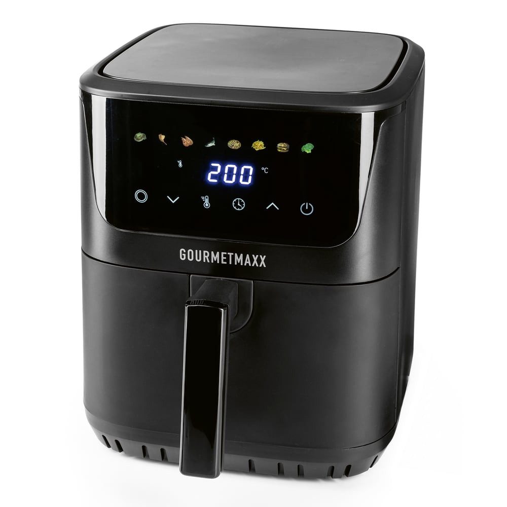 GOURMETmaxx Heißluftfritteuse GOURMETmaxx Heißluft-Fritteuse 1600W schwarz Digital 6,5l, 1600 W, GOURMETmaxx Heißluftfritteuse 6,5 Liter