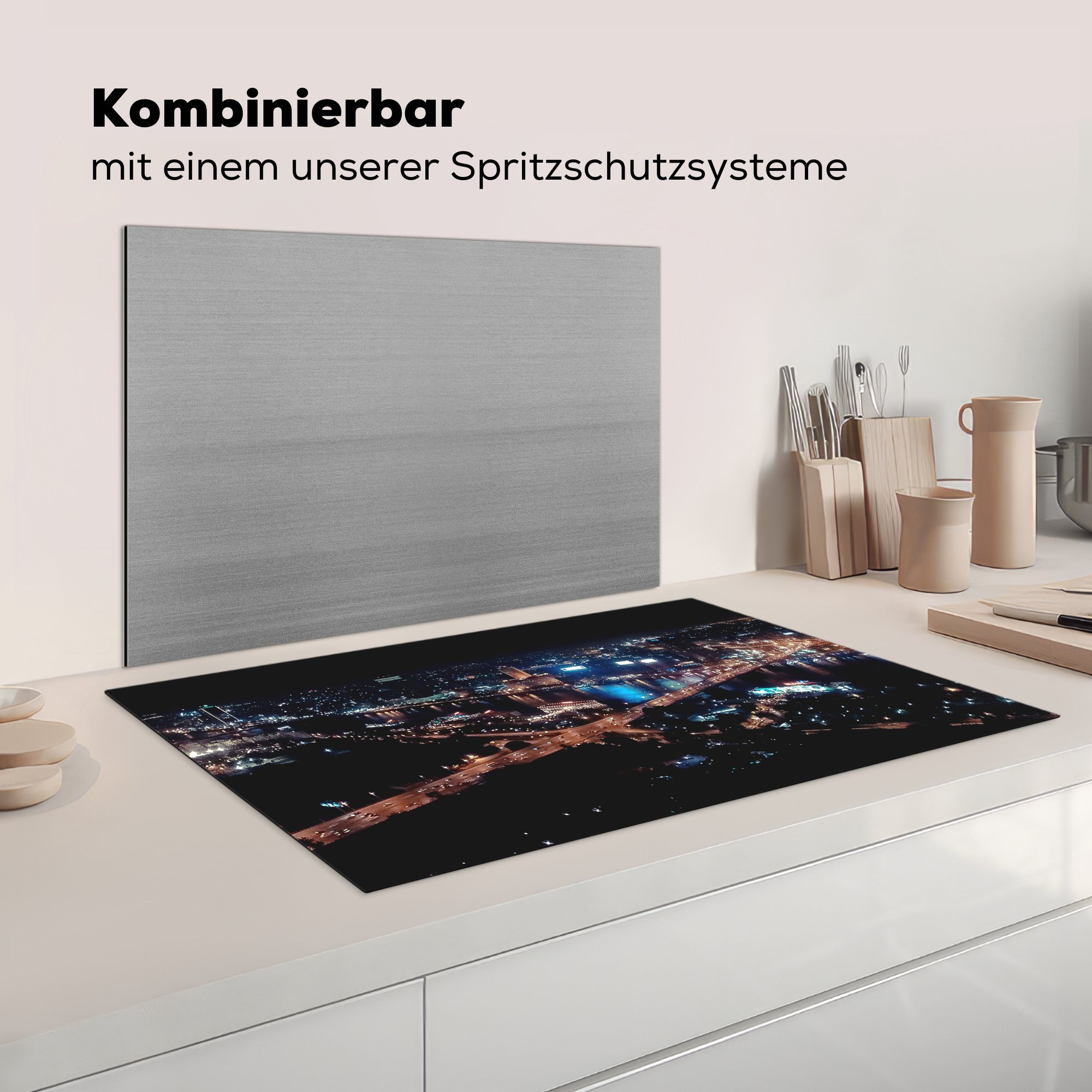 Nil Kairo am Arbeitsplatte Ceranfeldabdeckung, tlg), von Vinyl, für Ägypten, MuchoWow 83x51 Die in küche Skyline cm, Herdblende-/Abdeckplatte (1