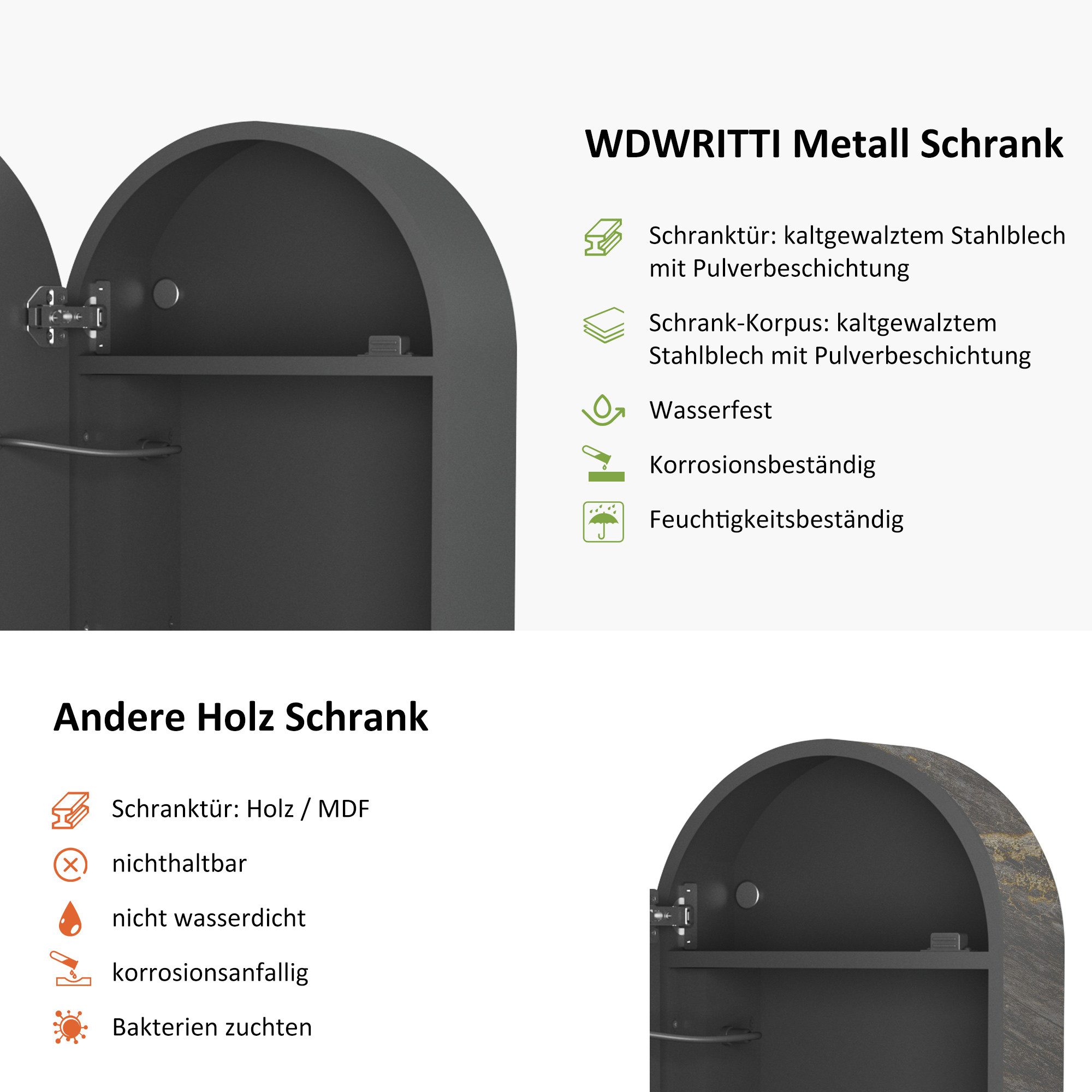 WDWRITTI Spiegelschrank Bad mit Beleuchtung Oval LED Badezimmerspiegelschra günstig online kaufen