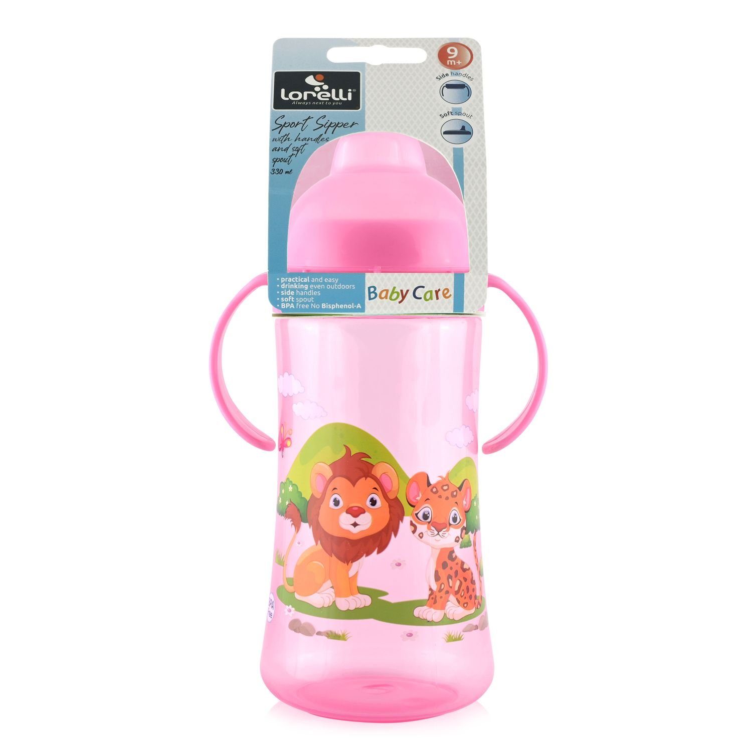 Care Schutzdeckel Sipper Sport Griff 330, Trinkflasche rosa Strohhalm, Baby Trinkflasche