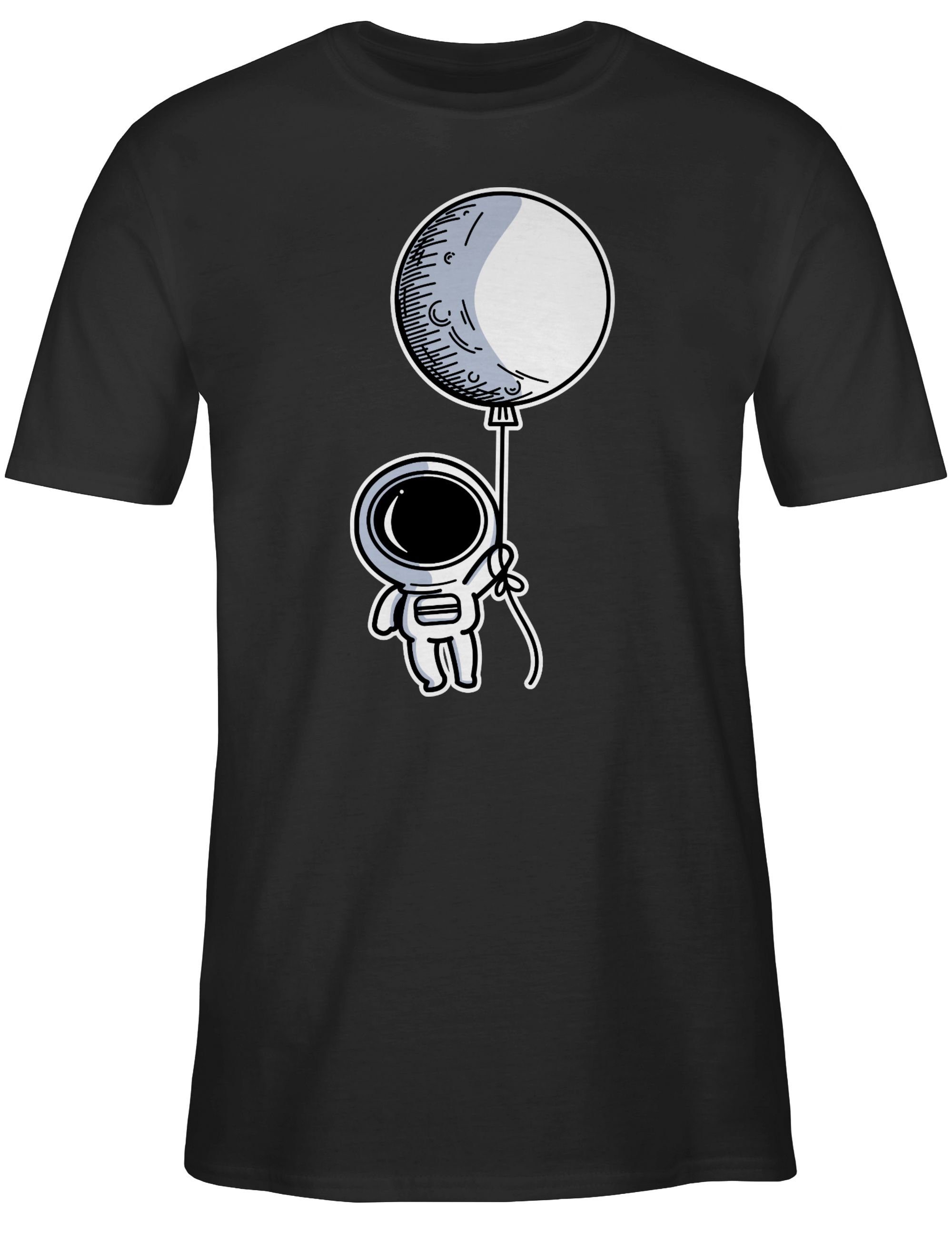 Geschenke Nerd Luftballon Schwarz T-Shirt mit Astronaut 01 Shirtracer