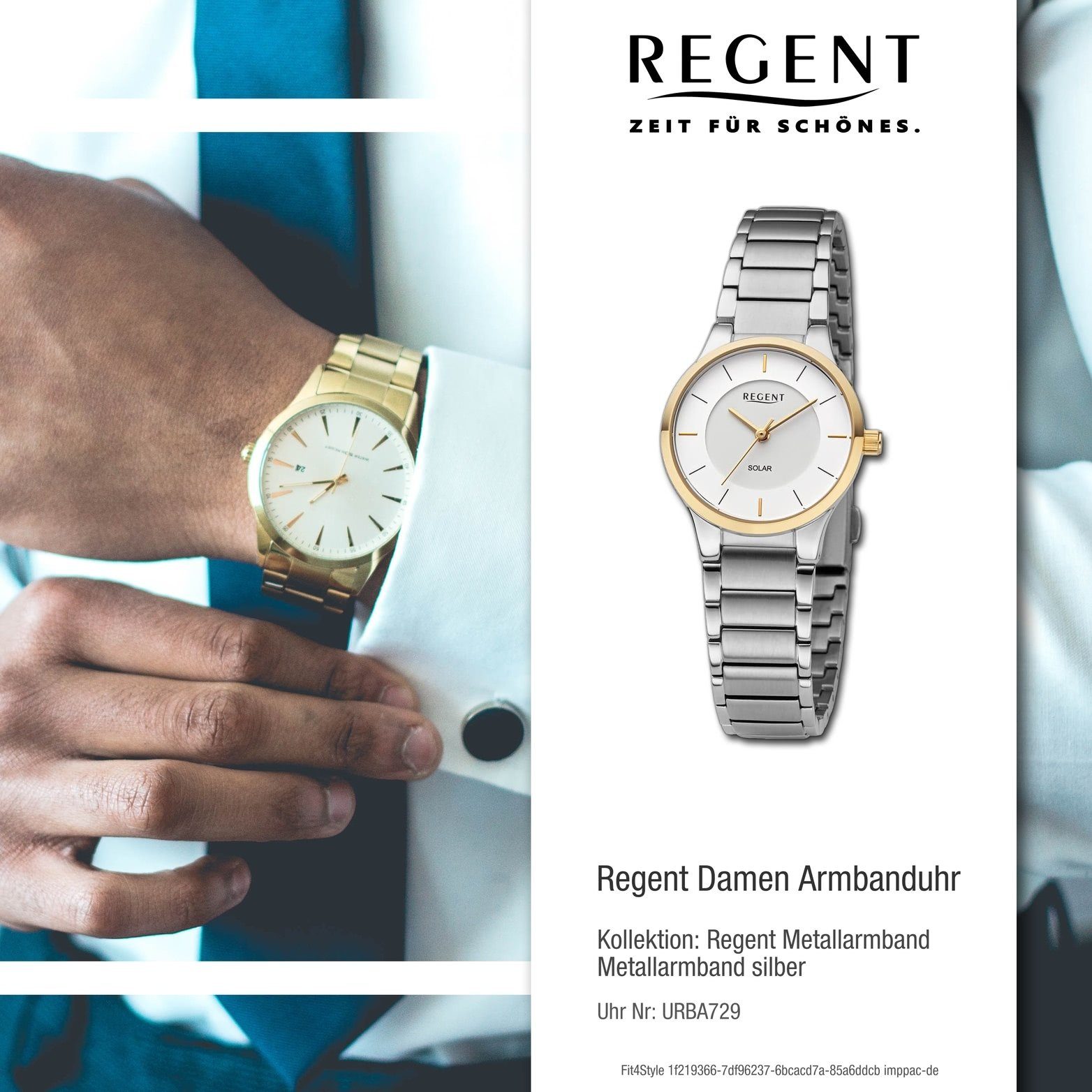 Regent Quarzuhr silber, Damen Metallarmband 28mm) groß Damenuhr Analog, extra (ca. Regent rundes Armbanduhr Gehäuse