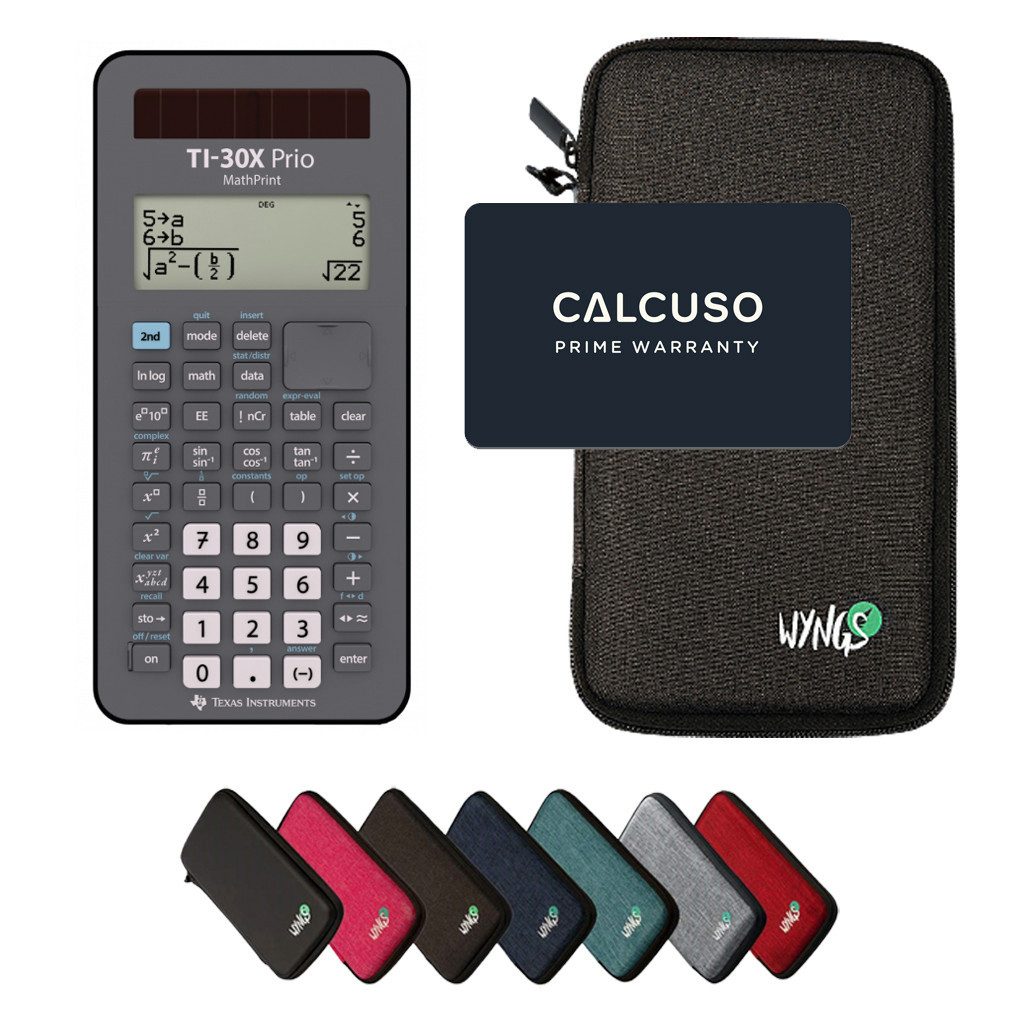 Texas Instruments Taschenrechner TI-30X Prio MathPrint inkl. WYNGS Schutztasche Dunkelgrau