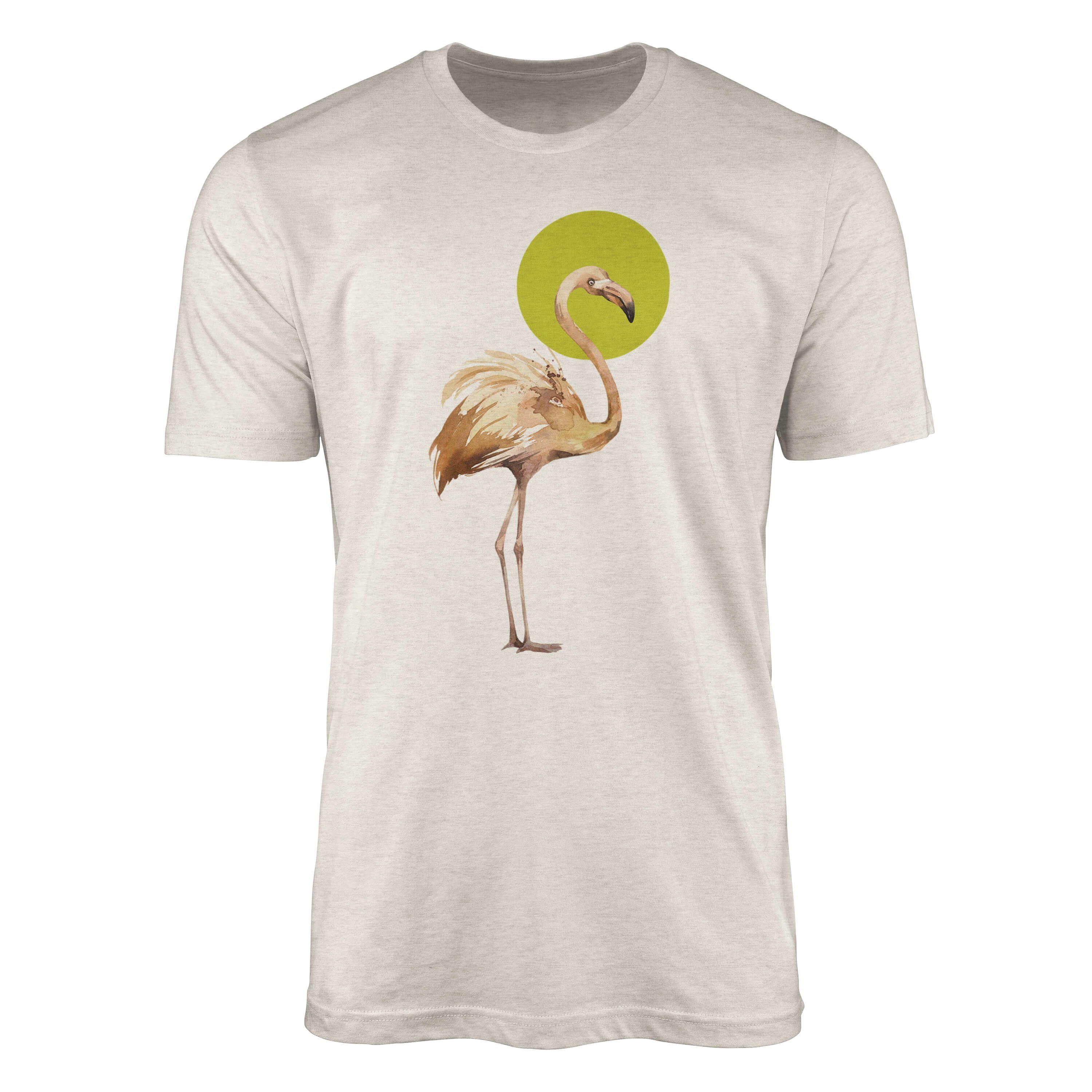 Sinus Art T-Shirt Herren Shirt Organic T-Shirt Aquarell Motiv Flamingo Bio-Baumwolle Ökomode Nachhaltig Farbe (1-tlg)