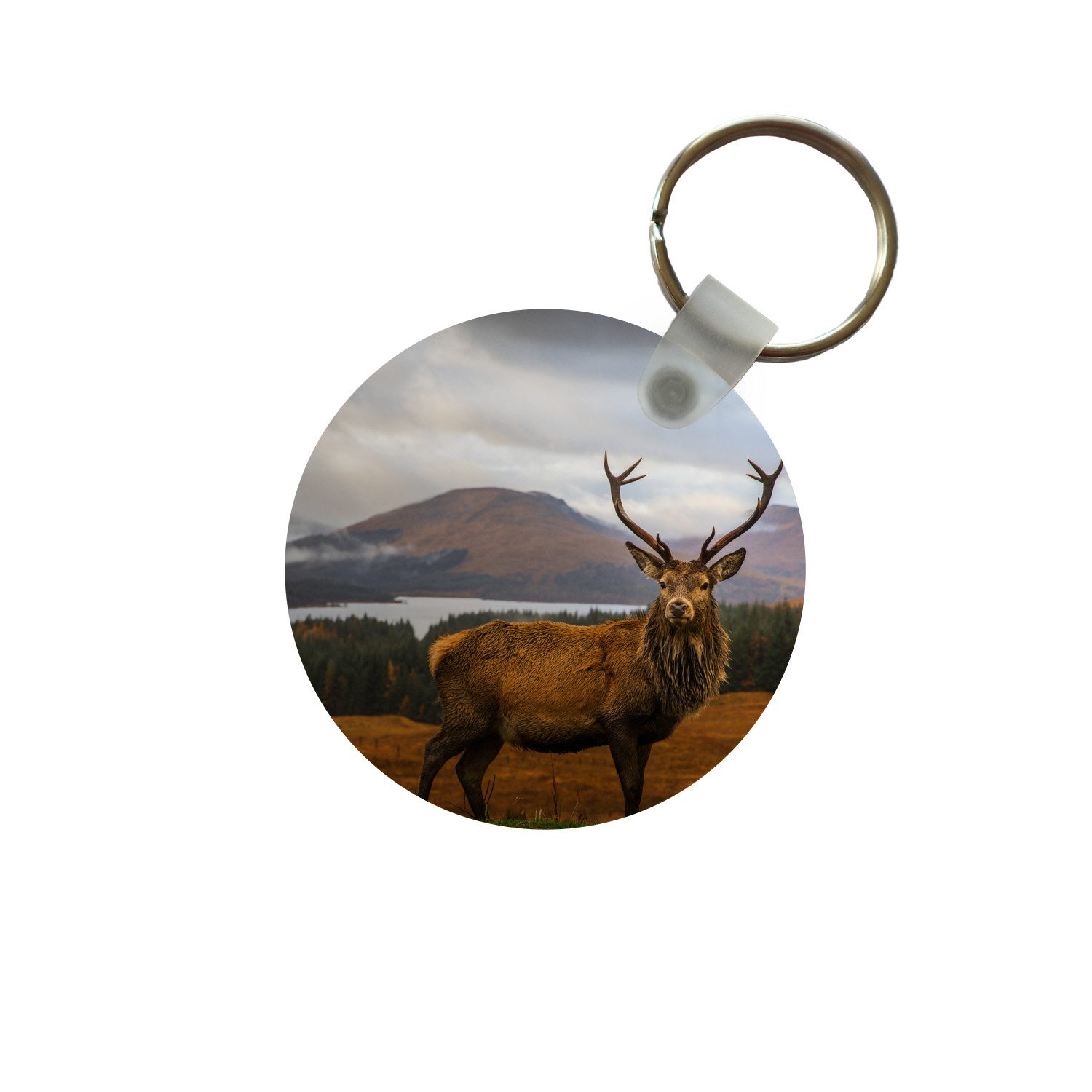 Schlüsselanhänger Hirsche - Berge - Wasser - Landschaft - Tiere - Bäume