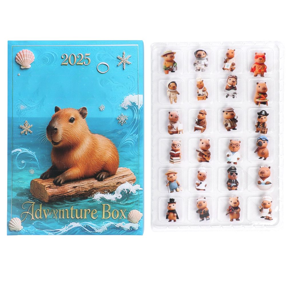 CLTYQ Adventskalender 2025 Adventskalender,24-tägige Eichhörnchen/Capybara-Anhänger, flacher Anhänger,2D Acrylmaterial,Weihnachts-Kontrollkalender