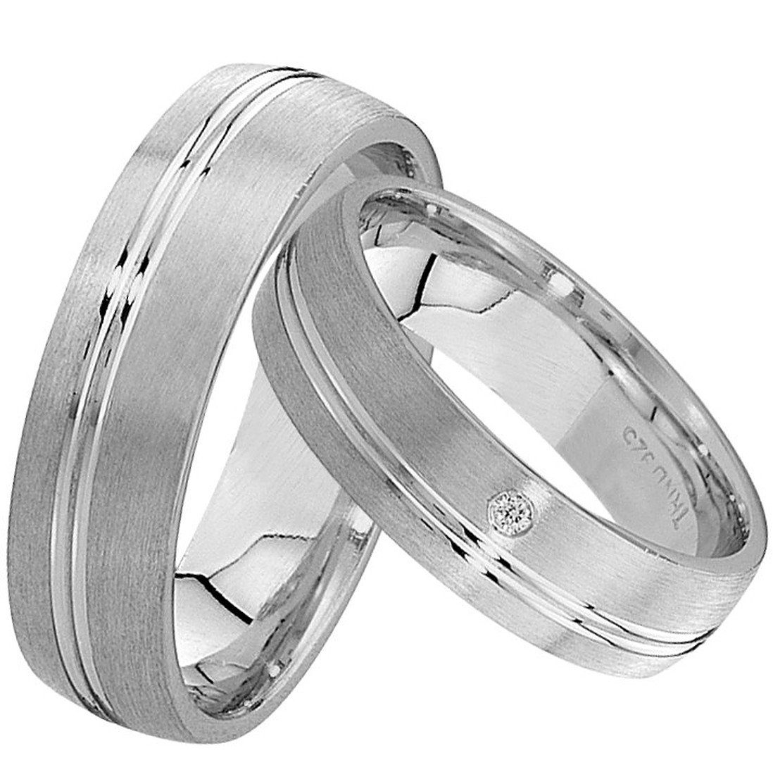 Trauringe123 Trauring Hochzeitsringe Verlobungsringe Trauringe Eheringe Partnerringe mit Stein, Silber 925, J4