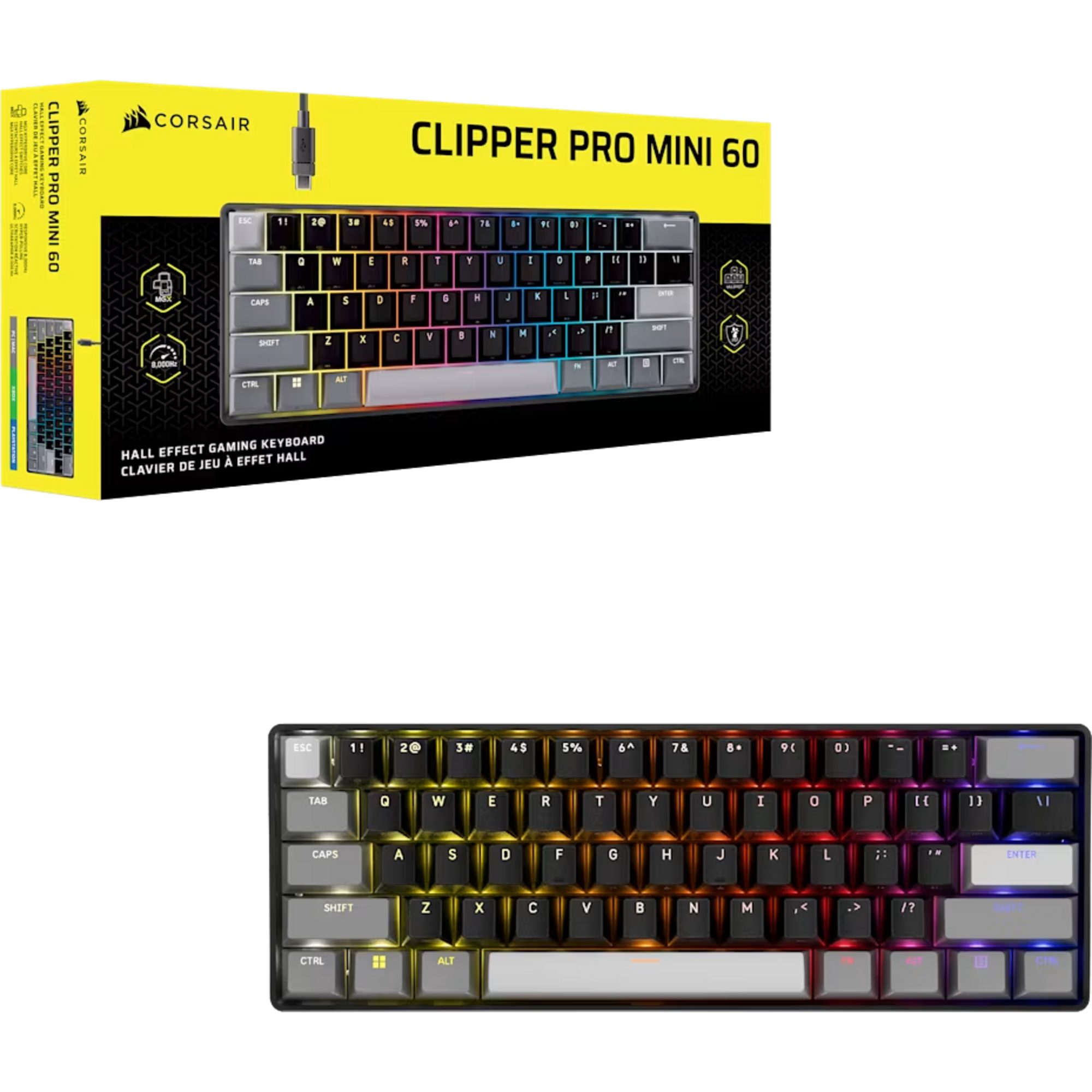 Corsair Corsair CLIPPER PRO MINI 60, Gaming-Tastatur Tastatur