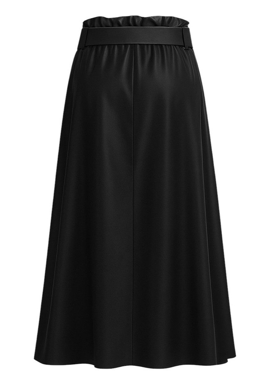 Mississhop Lederimitatrock Damen A-Linien Rock mit Gürtel – Kunstleder M.401