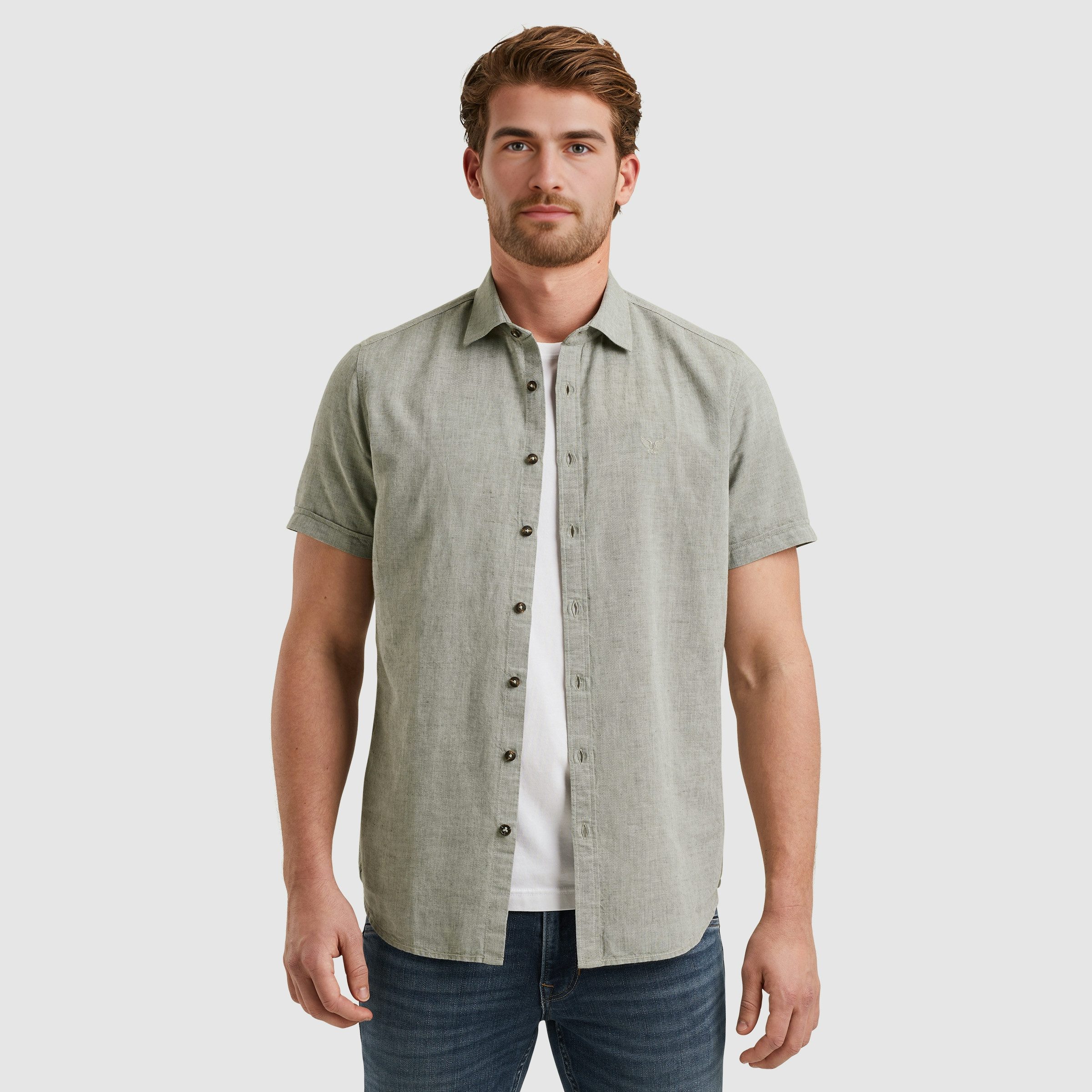 Kurzarmhemd Short Sleeve Shirt Ctn Linen 2 tone
