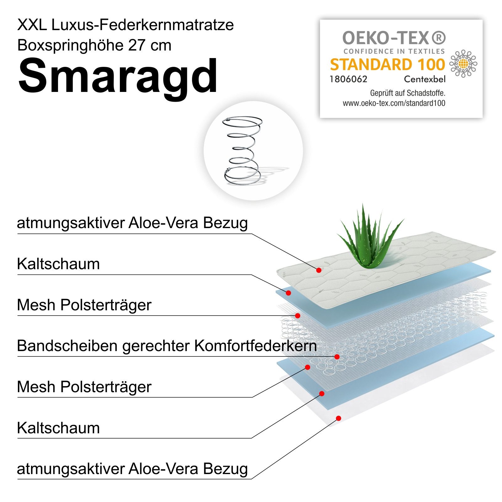 Federkernmatratze Smaragd XXL FEST H4 bis günstig online kaufen