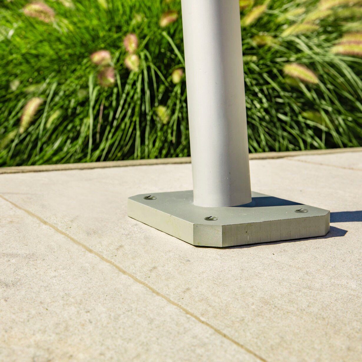 Windhager Pfostenträger Terrassenhalterung Premium, Zubehör für Sonnensegel, (1-St), Halterung für Segel, einfache Montage, silber