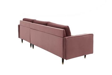 LebensWohnArt Sofa Ecksofa 260cm Ottomane beidseitig COMFORT alt-rosa Samt Federkern