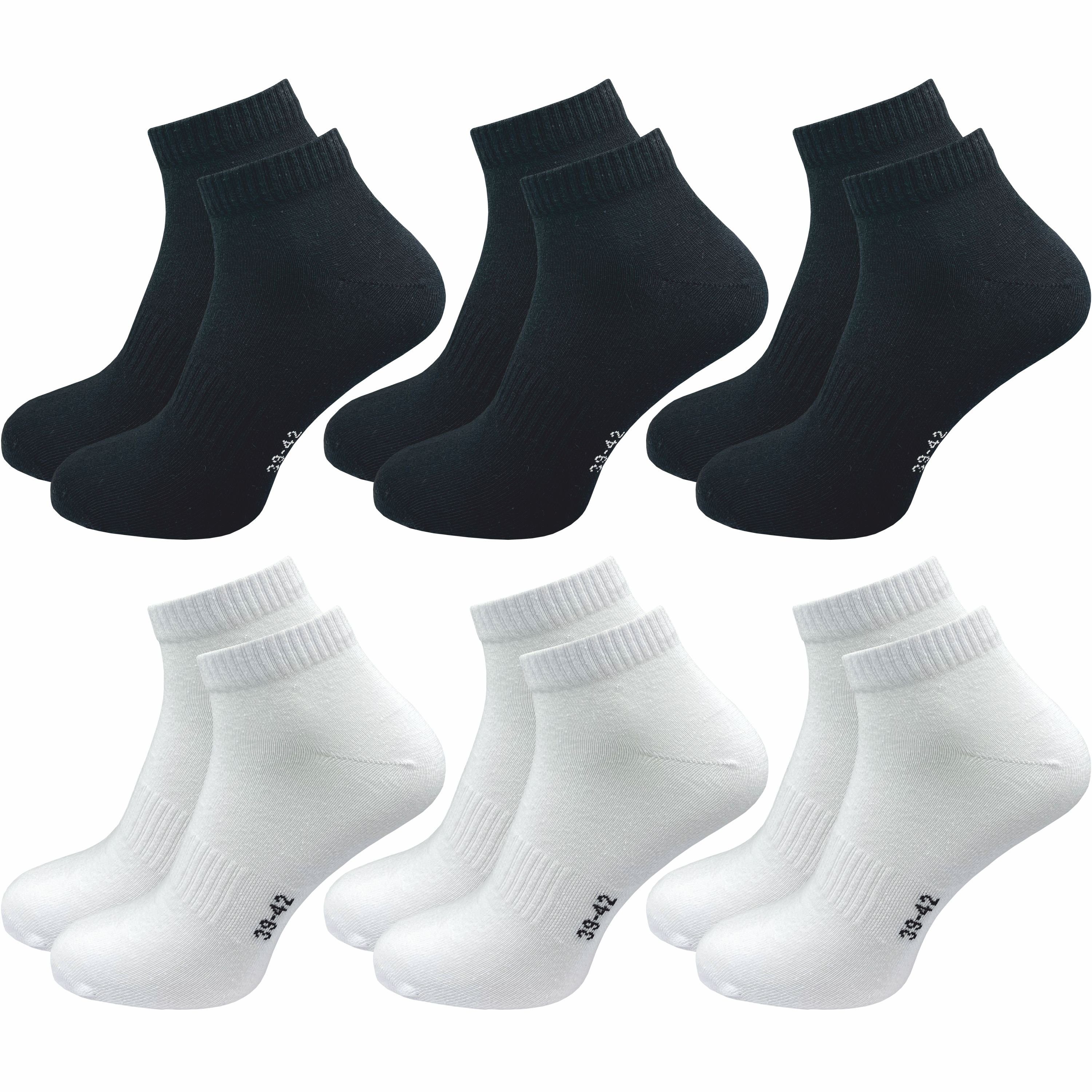 GAWILO Kurzsocken für Damen und Herren - Quartersocken aus Baumwolle (6 Paar) Kein Rutschen dank Rippbund - Etwas länger als Sneaker Socken