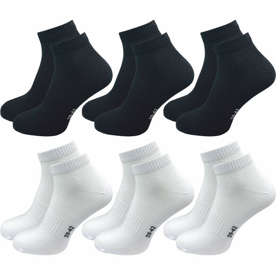 GAWILO Kurzsocken für Damen und Herren - Quartersocken in weiß, schwarz und  grau (6 Paar) Kein Rutschen dank Rippbund - Etwas länger als Sneaker Socken