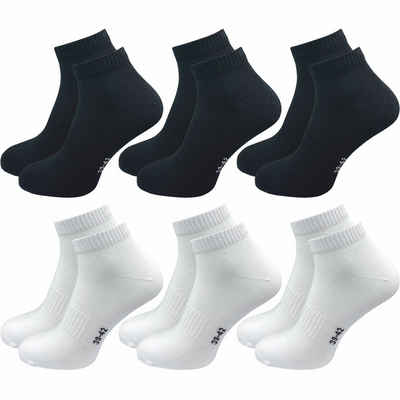 GAWILO Короткі шкарпетки für Damen und Herren - Quartersocken in weiß, schwarz und grau (6 Paar) Kein Rutschen dank Rippbund - Etwas länger als Sneaker Шкарпетки