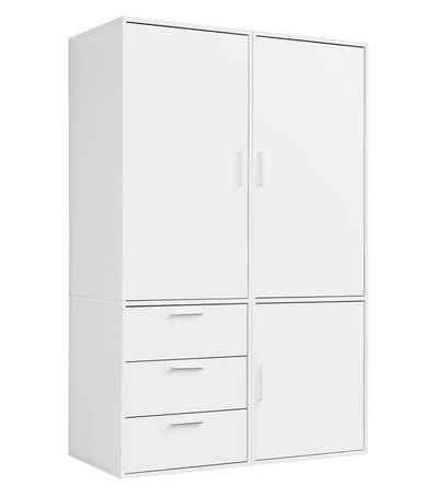 mokebo Kleiderschrank Der Grenzenlose (3-Türig & 3 Schubladen) Garderobenschrank, Schlafzimmerschrank oder Schrank groß in Weiß