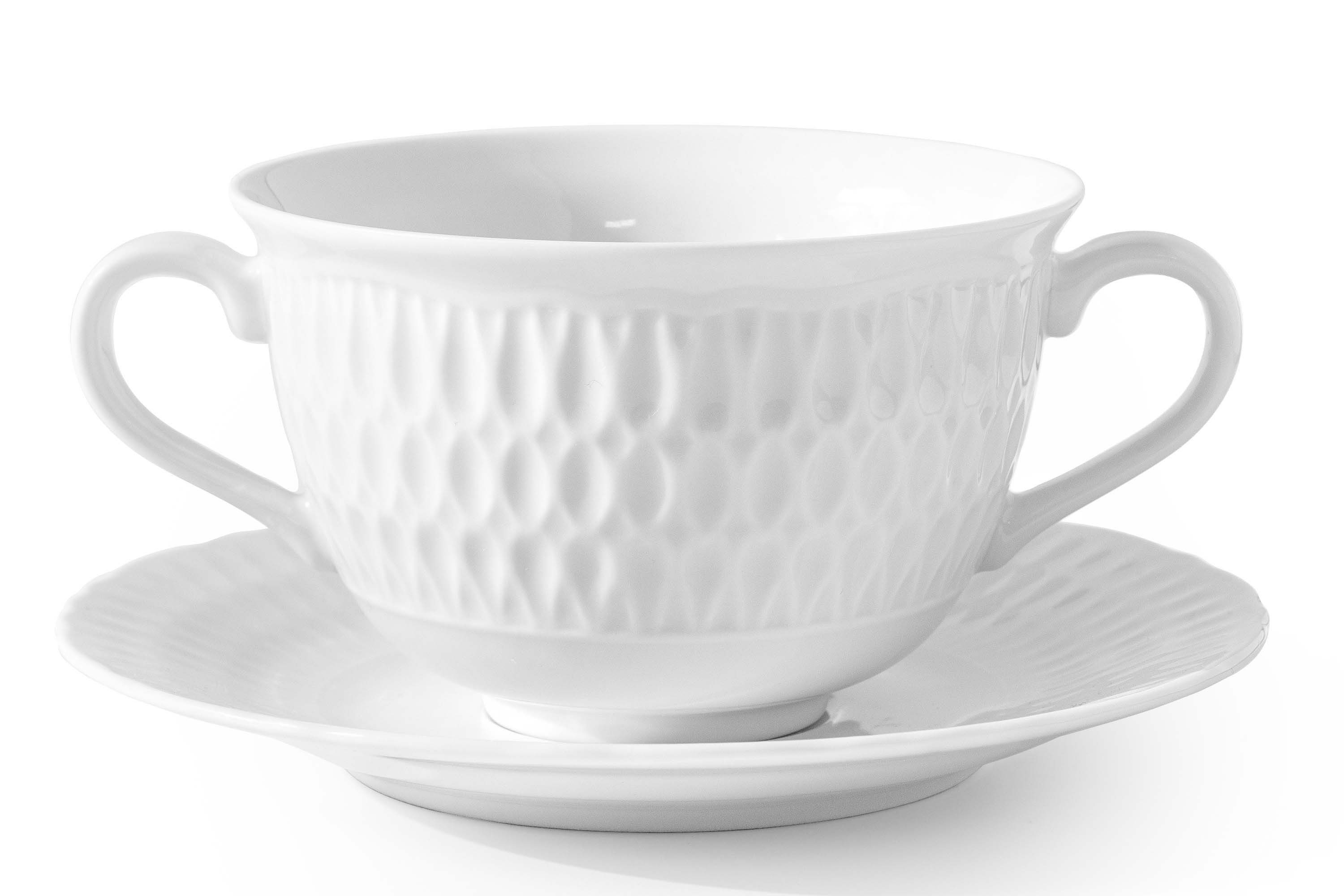 KONSIMO® Suppenschüssel CMIELOW SOFIA Suppenschale mit Untertasse, handgefertigt, Porzellan, (12-tlg), Hochwertiges Premium-Porzellan, elegante Verzierung