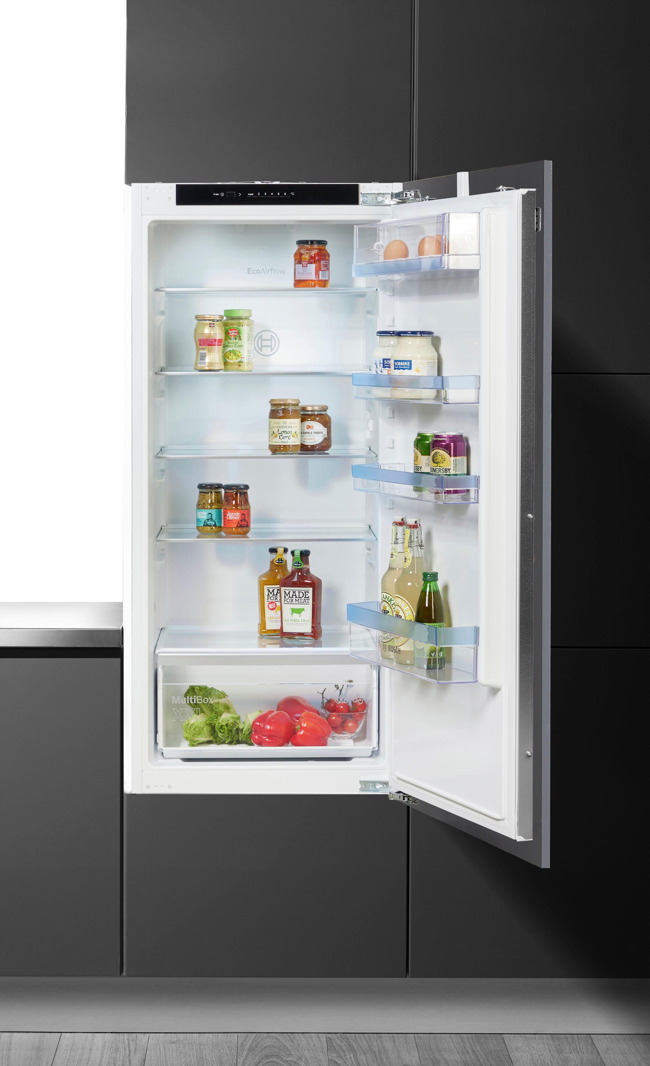 BOSCH Einbaukühlschrank Serie 4 KIR41VFE0, 122,1 cm hoch, 54,1 cm breit, Multi Box XXL: extragroße Schublade für Obst und Gemüse