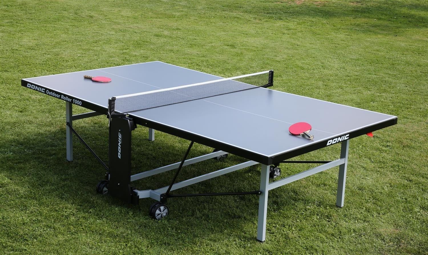 Donic Tischtennisplatte Outdoor Roller 1000 in grau, 274 x 152,5 x 76 cm, Tischtennistisch Table Tennis