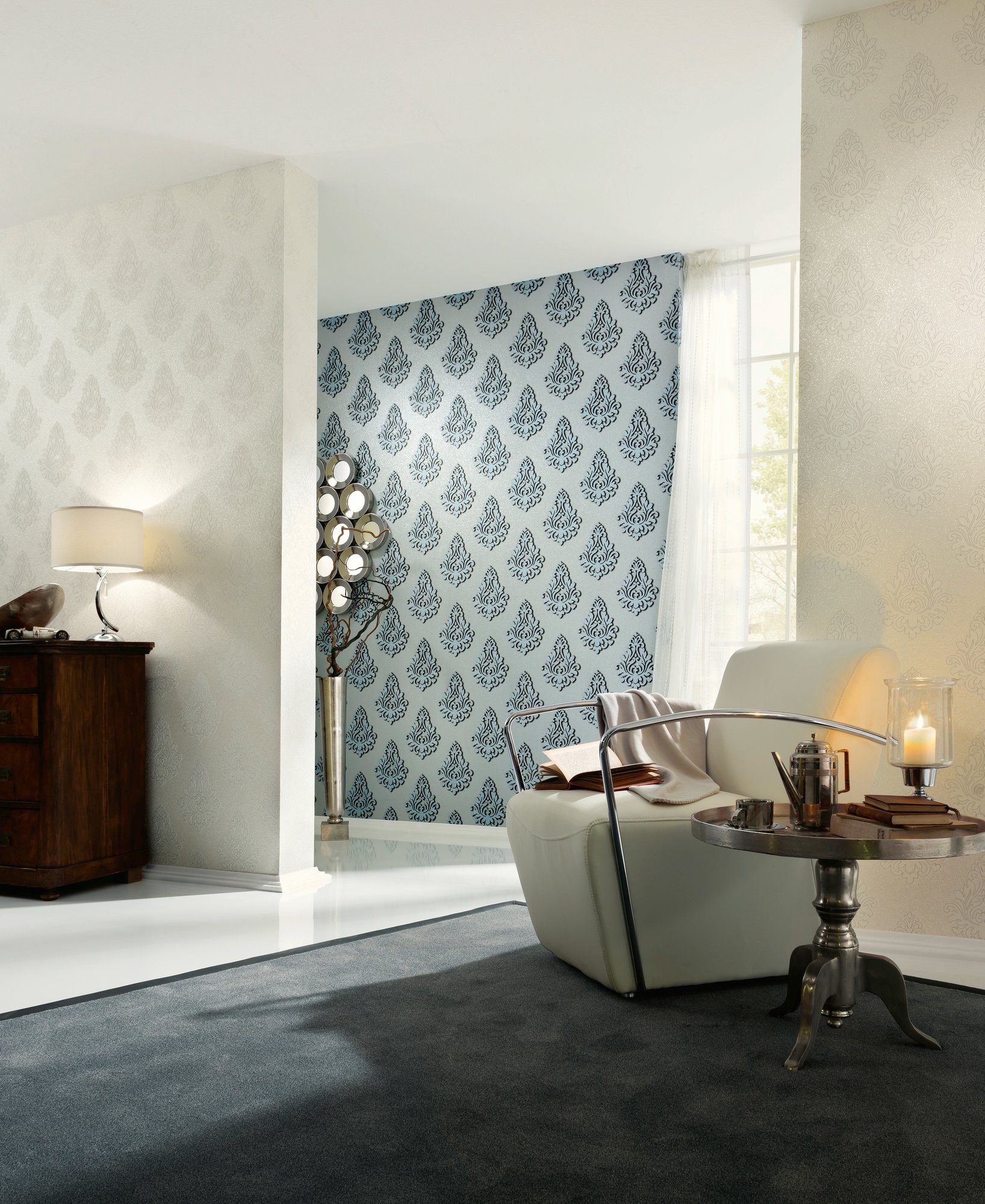 Architects Paper Vliestapete Nobile, strukturiert, Barock, bestickt, Barocktapete Stein-Optik Tapeten Wohnzimmer Schlafzimmer modern Design