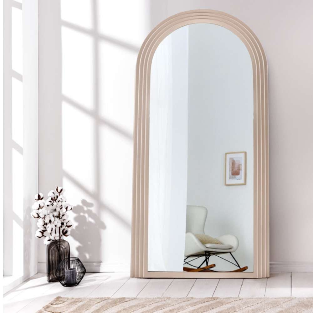 LebensWohnArt Wandspiegel Design Rundbogen Spiegel 160x80cm FORMOSA greige günstig online kaufen