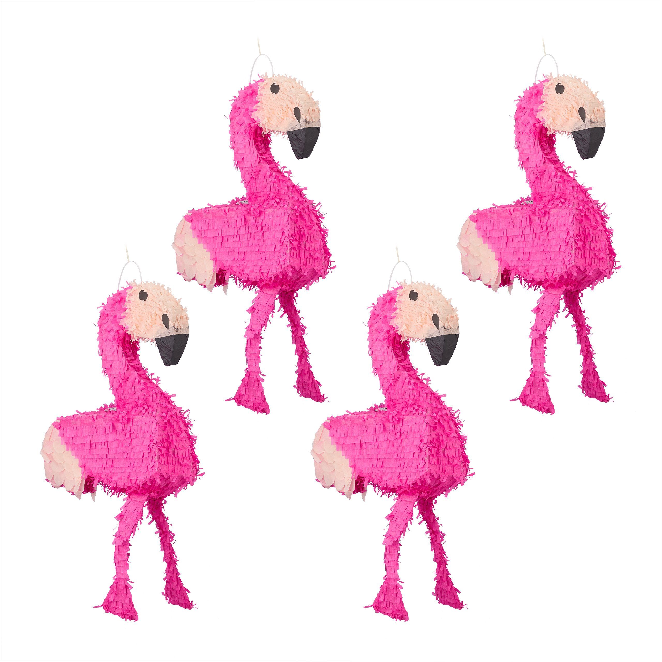 relaxdays Papierdekoration 4 x Pinata Flamingo