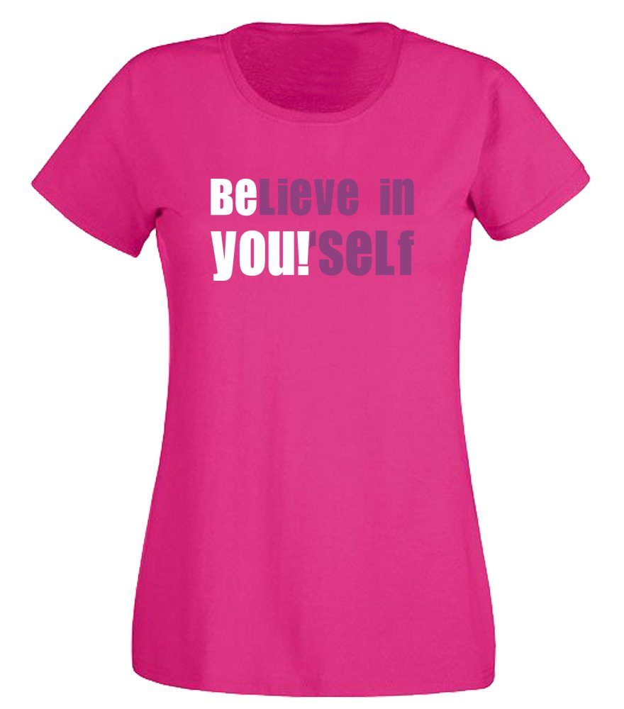 G-graphics T-Shirt Damen T-Shirt - BElieve in YOUrself mit trendigem Frontprint, Slim-fit, Aufdruck auf der Vorderseite, Spruch/Sprüche/Print/Motiv, für jung & alt