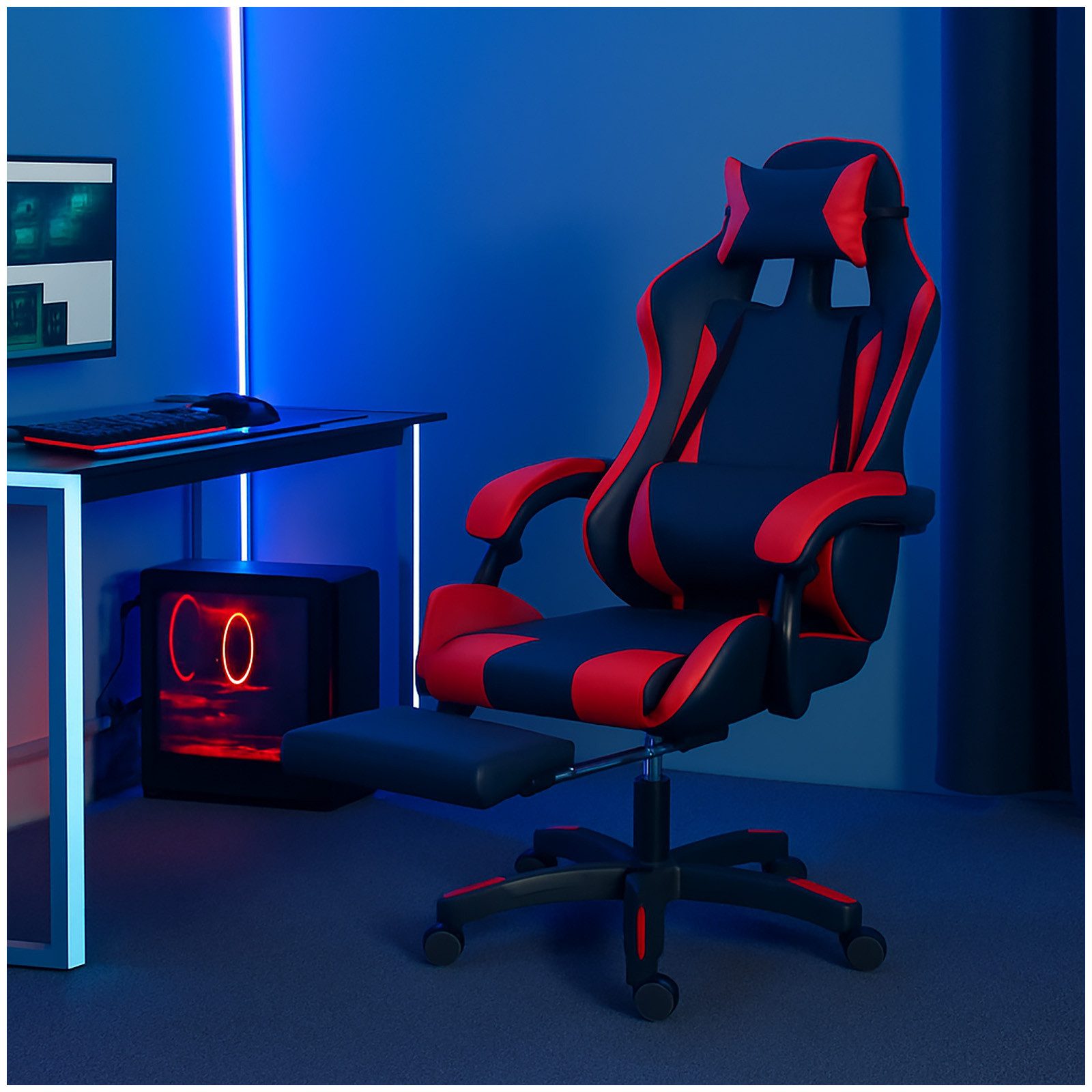 HTI-Living Drehstuhl Ergonomischer Gaming Stuhl mit Fußstütze (Stück, 1 St), Bürostuhl Drehstuhl Schreibtischstuhl