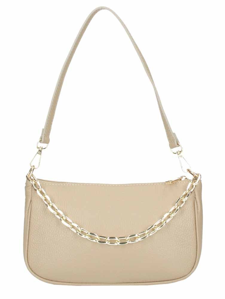 ITALYSHOP24 Schultertasche Made in Italy DAMEN LEDER TASCHE Pochette mit Kette CrossOver City Bag, Handtasche Umhängetasche Clutch Ledertasche Bodybag Schmucktasche