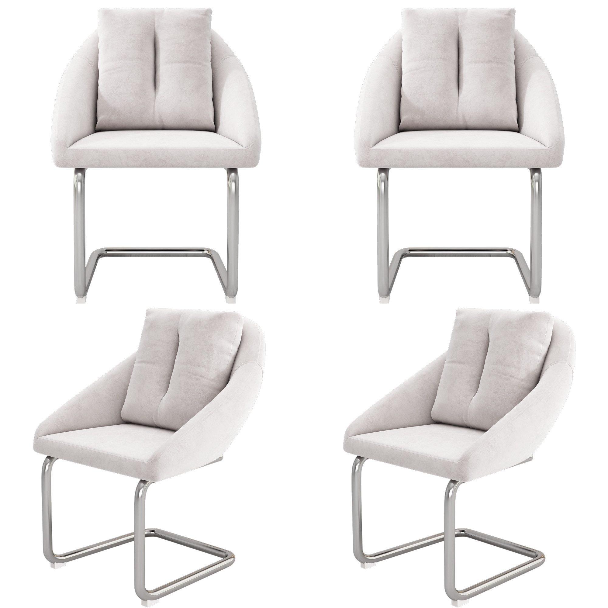 Flieks Freischwinger (Set, 4 St), 4er Set Esszimmerstühle mit Rückenkissen günstig online kaufen