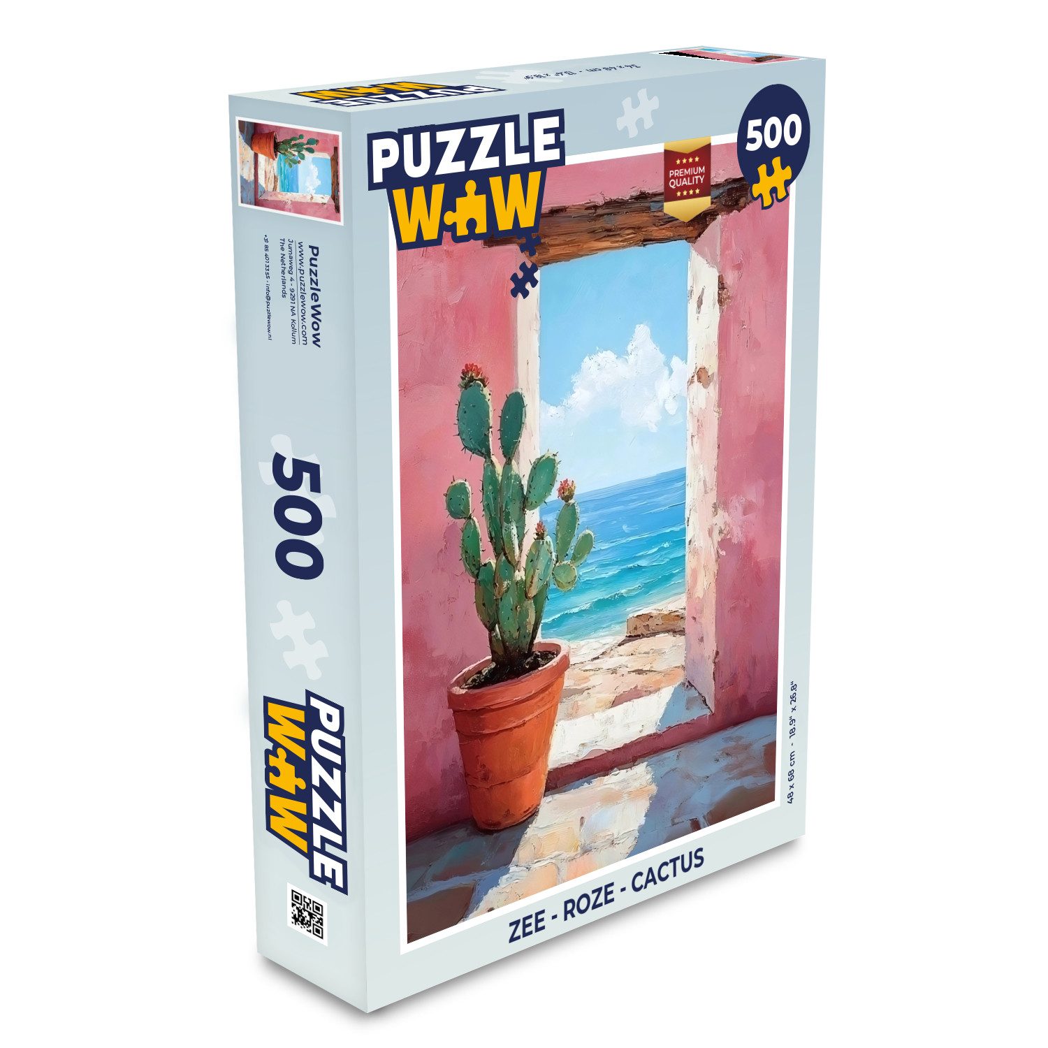 MuchoWow Puzzle Meer - Rosa - Kaktus, 500 Puzzleteile, Foto-Puzzle, Bilderrätsel, Puzzlespiele, Spielzeug