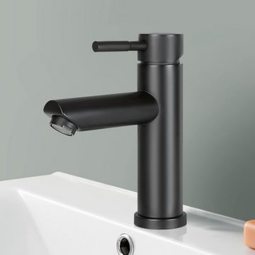 Nettlife Spültischarmatur Wasserhahn bad Waschtischarmatur waschbecken Armaturen schwarz (1-St., Mischbatterie) Hochdruck Edelstahl Armatur Kaltwasser einhebelmischer Badarmatur