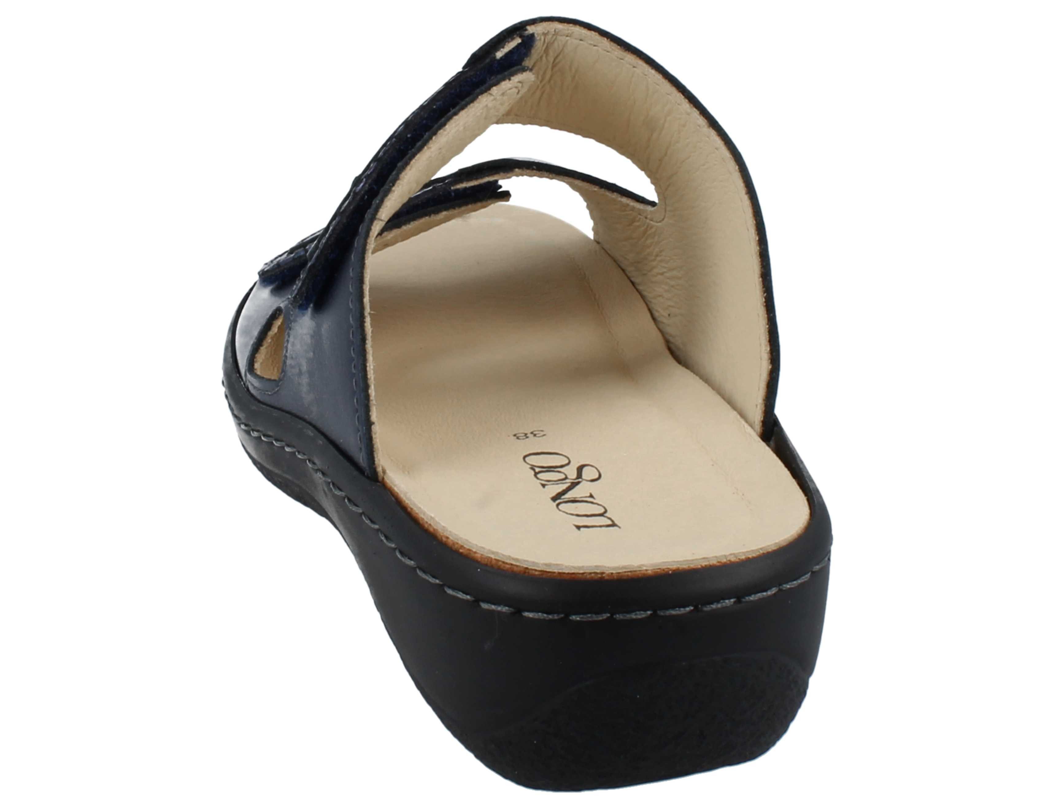 Longo LONGO Damen Pantolette blau marine Nubukleder - Größe: 40 Pantolette Wechselfußbett