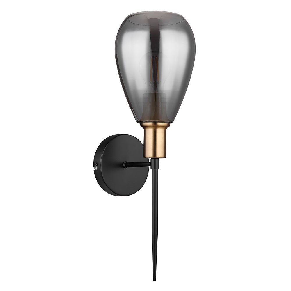 LED etc-shop nicht Wandlampe Wandfackel Wandleuchte, Wandlampe Rauchglas Lampenschirm Leuchtmittel inklusive, Wohnzimmer