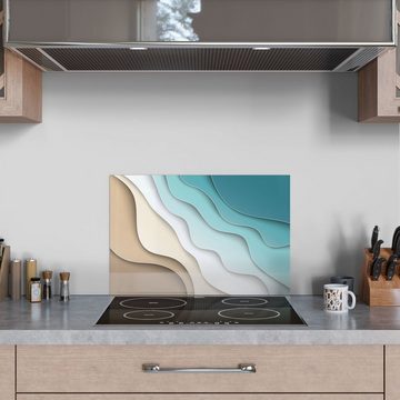 DEQORI Küchenrückwand 'Farbige Papierwellen', Glas Spritzschutz Badrückwand Herdblende