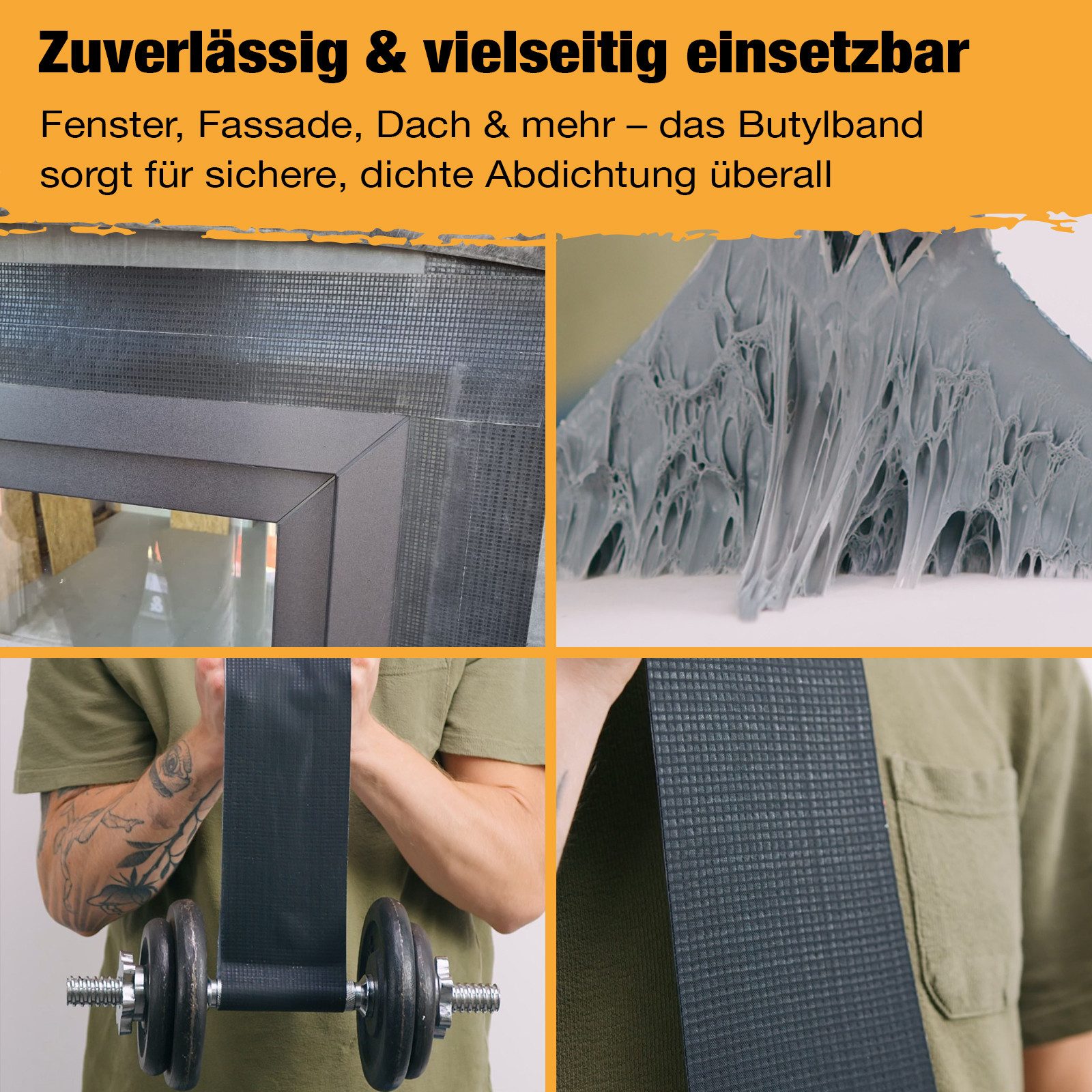 Hanse Syntec Systems Dichtband Butylband EPDM selbstklebend 10cm x 5m – DIY Dach & Rinne gewebeverstärkt, EPDM Gummi Oberlage, flexibel, robust – Bild 3 von 5