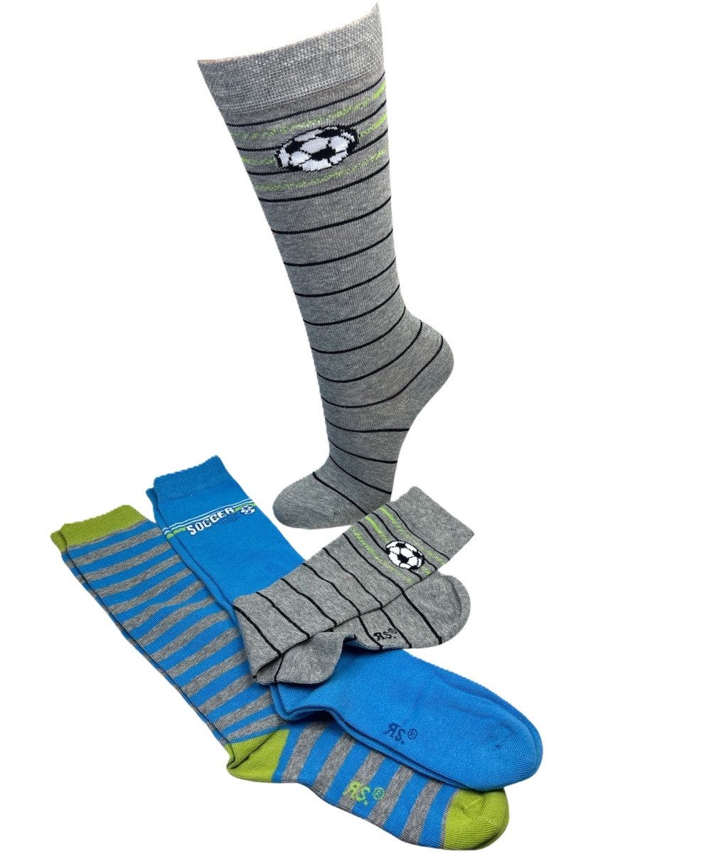 Riese Kniestrümpfe Kinder Kniestrümpfe Jungen mit Fußballmotiv – 3er Pack (Packung, 3 Paar) handgekettelt und verstärkt