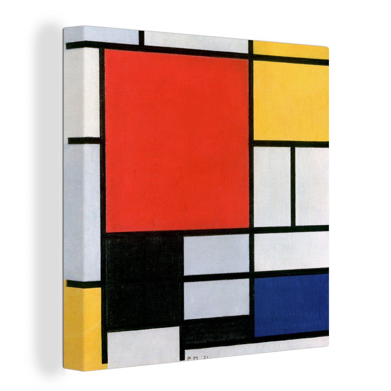 OneMillionCanvasses® Leinwandbild Kunst - Mondrian - Alte Meister - Komposition 2, Fotodruck (1 St), Wandbild, Deko Schlafzimmer Wohnzimmer Flur 20x20 cm