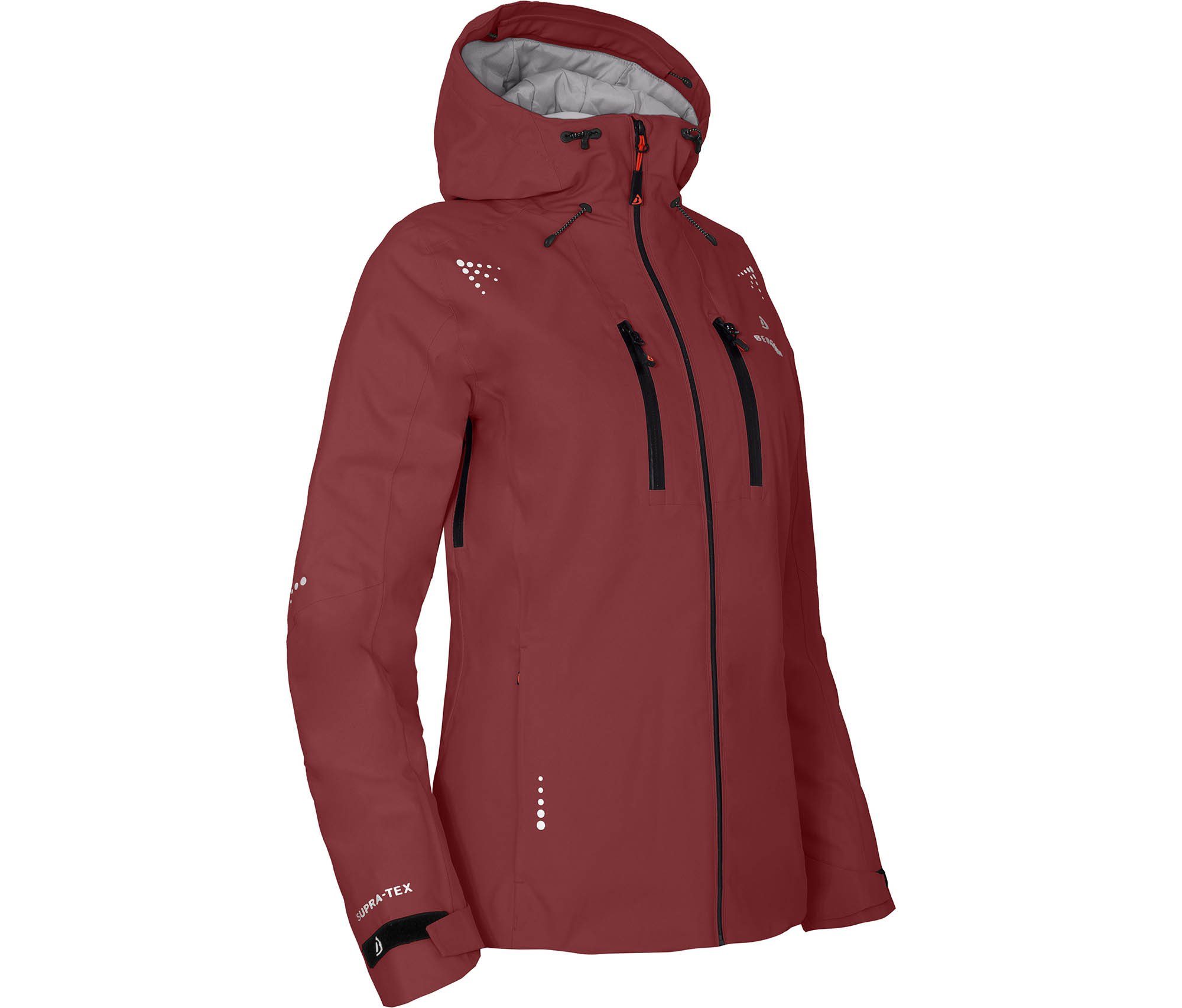 Bergson Outdoorjacke LEKNES Thermo Damen Regenjacke, leicht wattiert, recycelt, 20000 mm Wassersäule, Normalgrößen, rot braun | Jacken