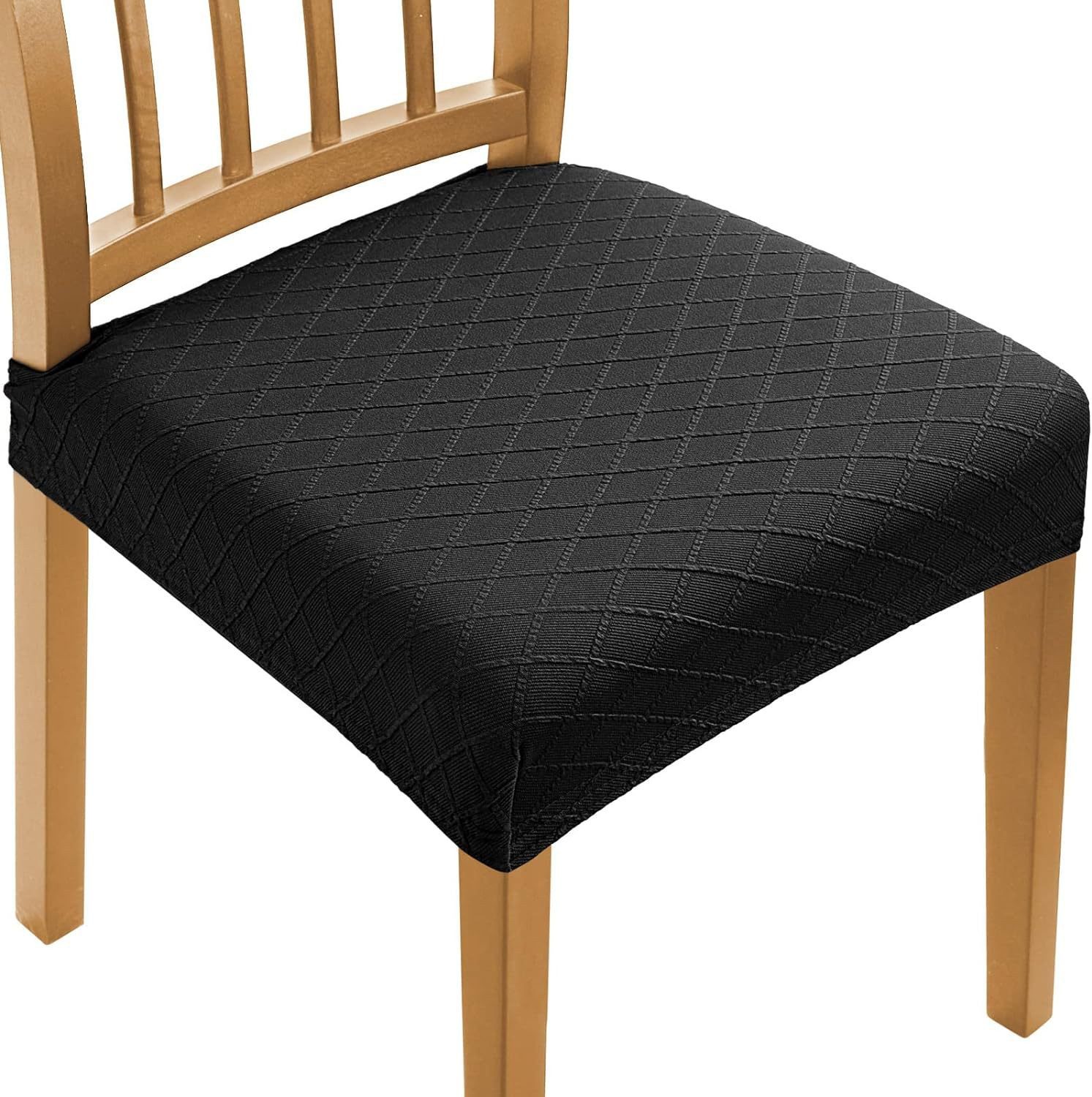 Diwzbyn Stuhlhusse Sitzbezug Bürostuhl Bezug Stretch Stuhlbezug Sitzfläche Waschbar, Jacquard Esszimmerstuhlbezüge 4er Set