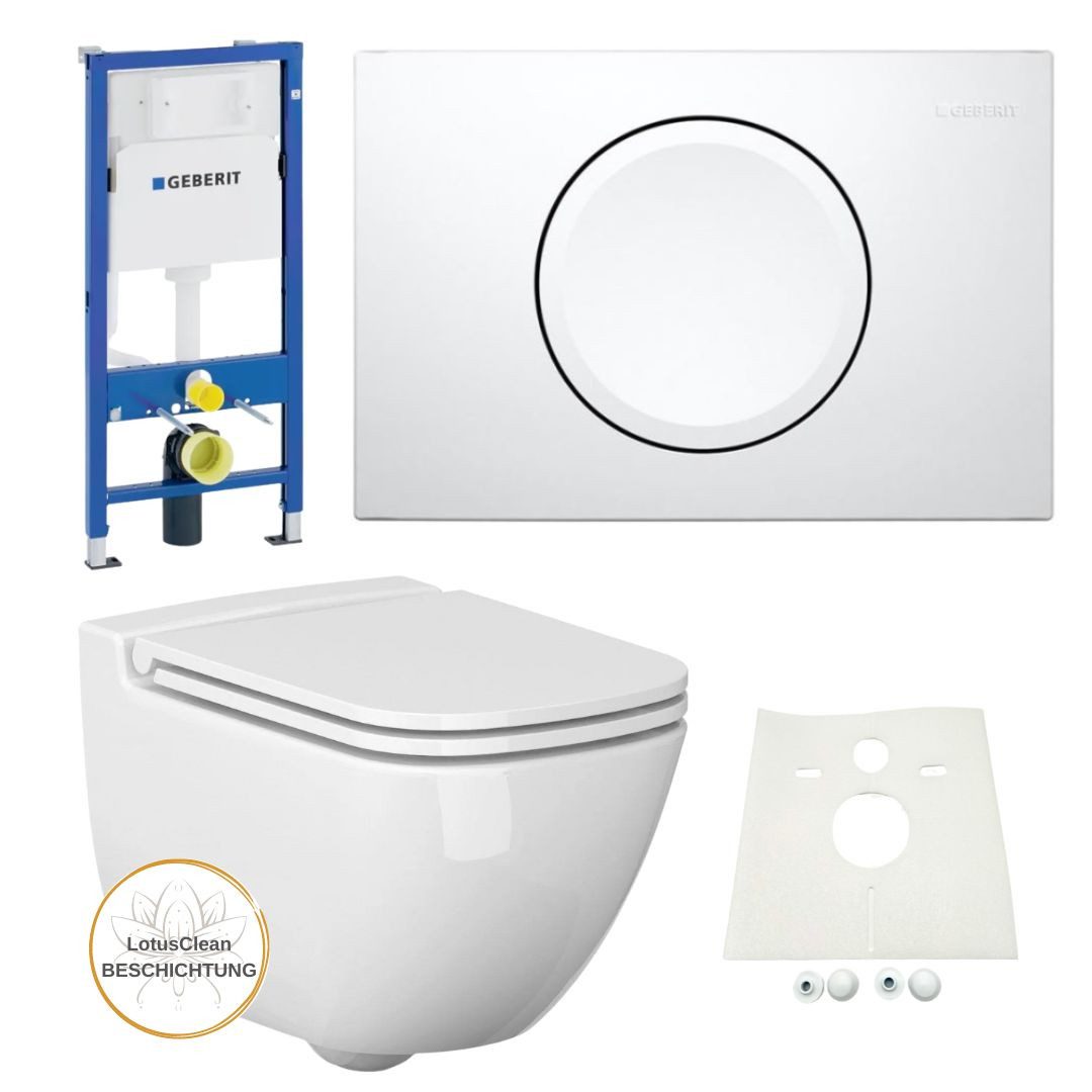 GEBERIT Vorwandelement WC Geberit Vorwandelement + Ference WC + Drückerplatte + WC-Sitz Delta11, Spar-Set