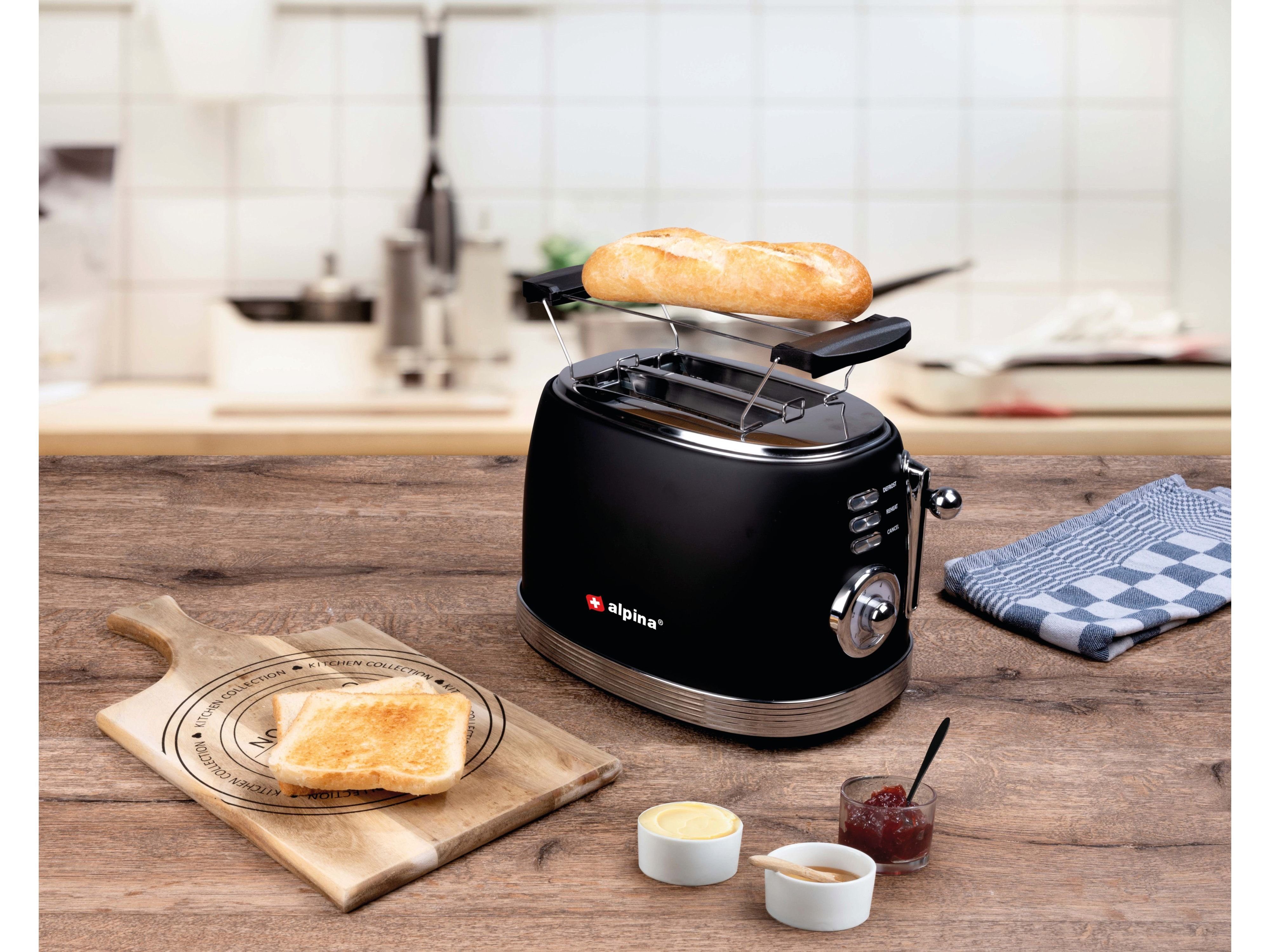 2 Toaster Scheibentoaster, ALPINA Alpina W, 850 Toaster, schwarz