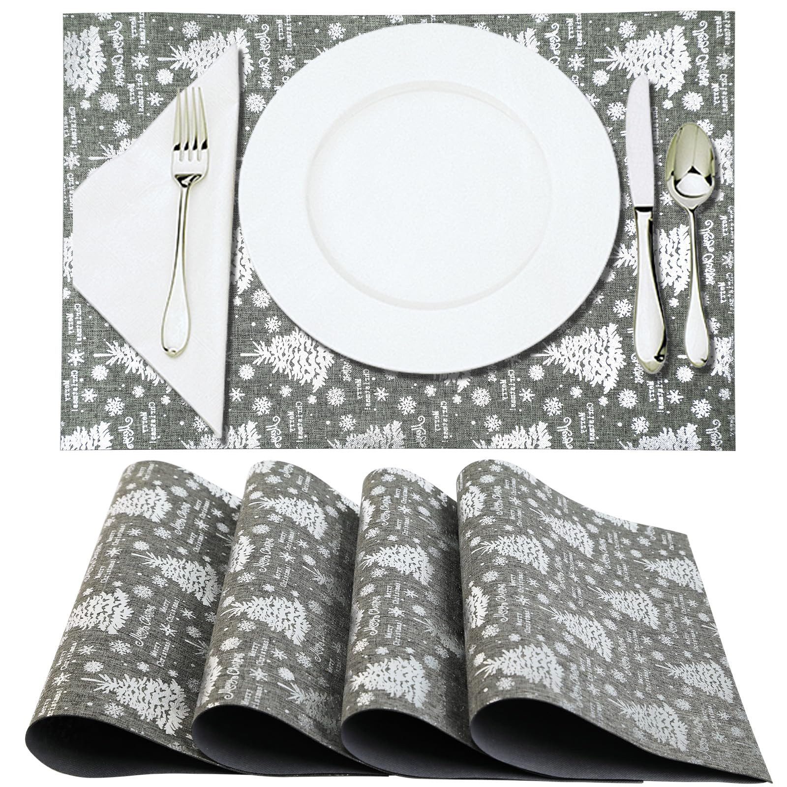M&W DAS DESIGN Tischläufer Platzsets Tischsets Abwaschbar Zuschneidbar 30cmx45cm 4er-Set