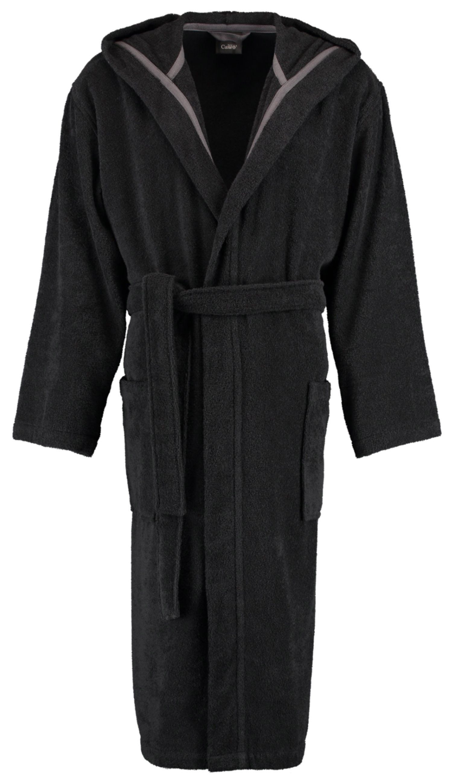 Cawö Herrenbademantel Herren Bademantel, Baumwolle, Kapuze, Gürtel, Frottee Qualität