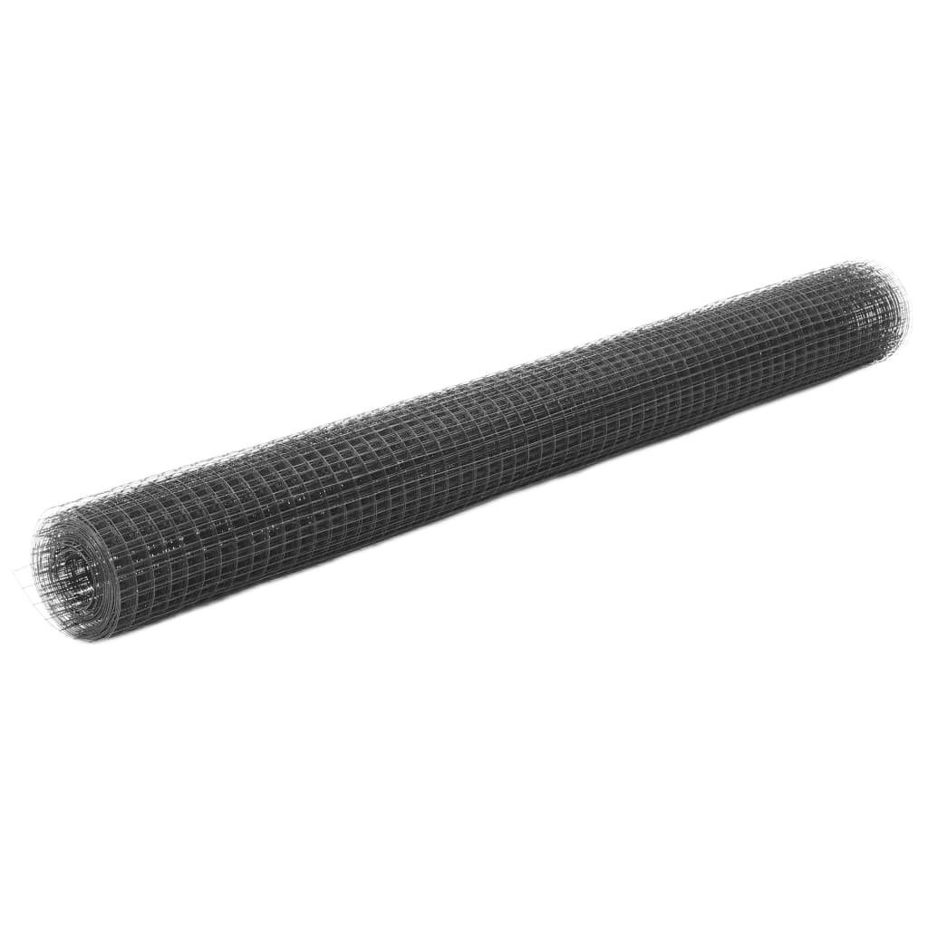 Gartenzaun Drahtzaun Stahl mit PVC-Beschichtung 25x1,5 m Grau