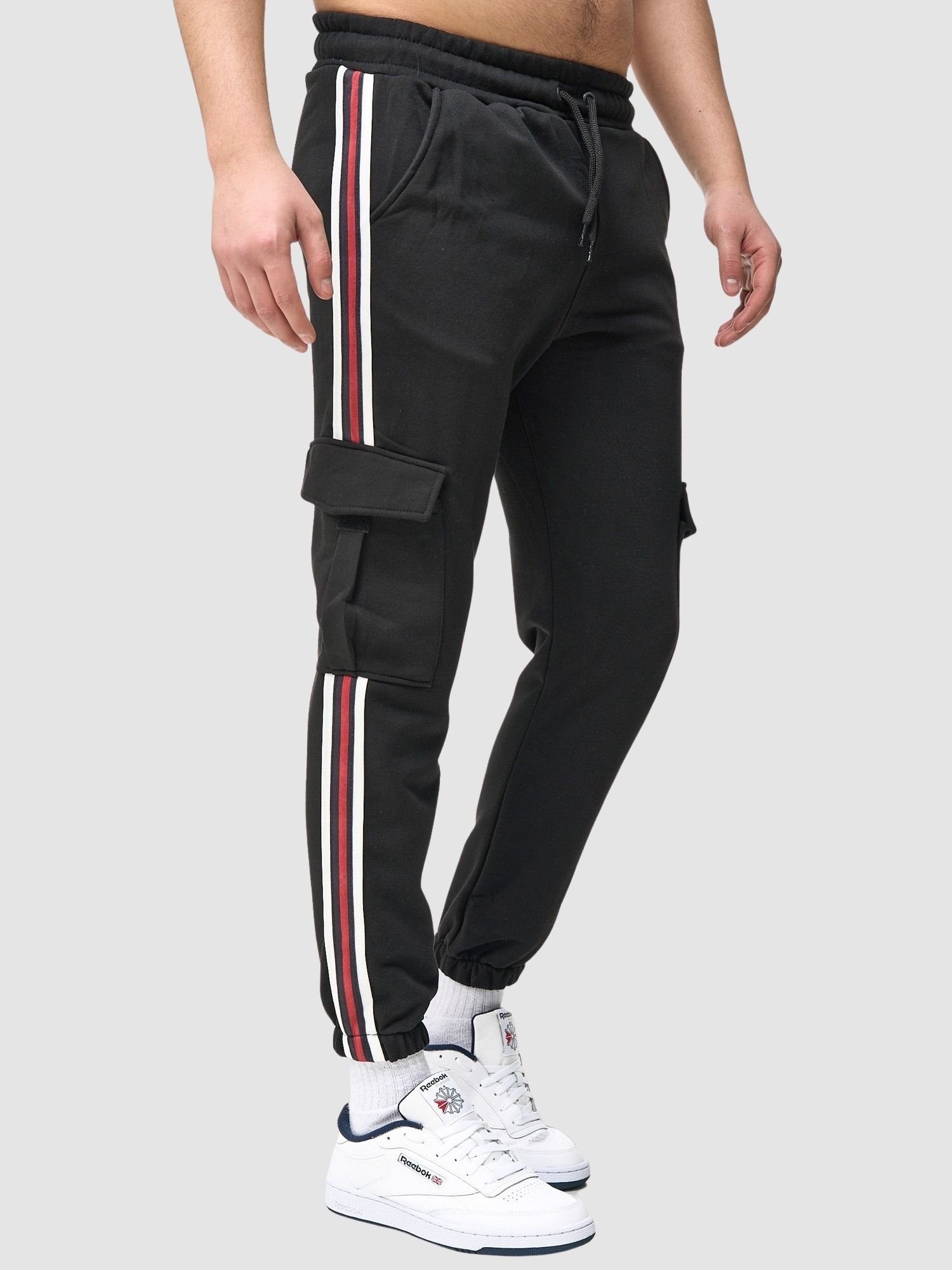 Fitness Männer Trainingshose Jogginghose Sport Trainingshose John hose Schwarz Herren Jogginghose Kayna (Sporthose Sweatpants, Cargo 1-tlg) Casual Sweatpants Freizeit